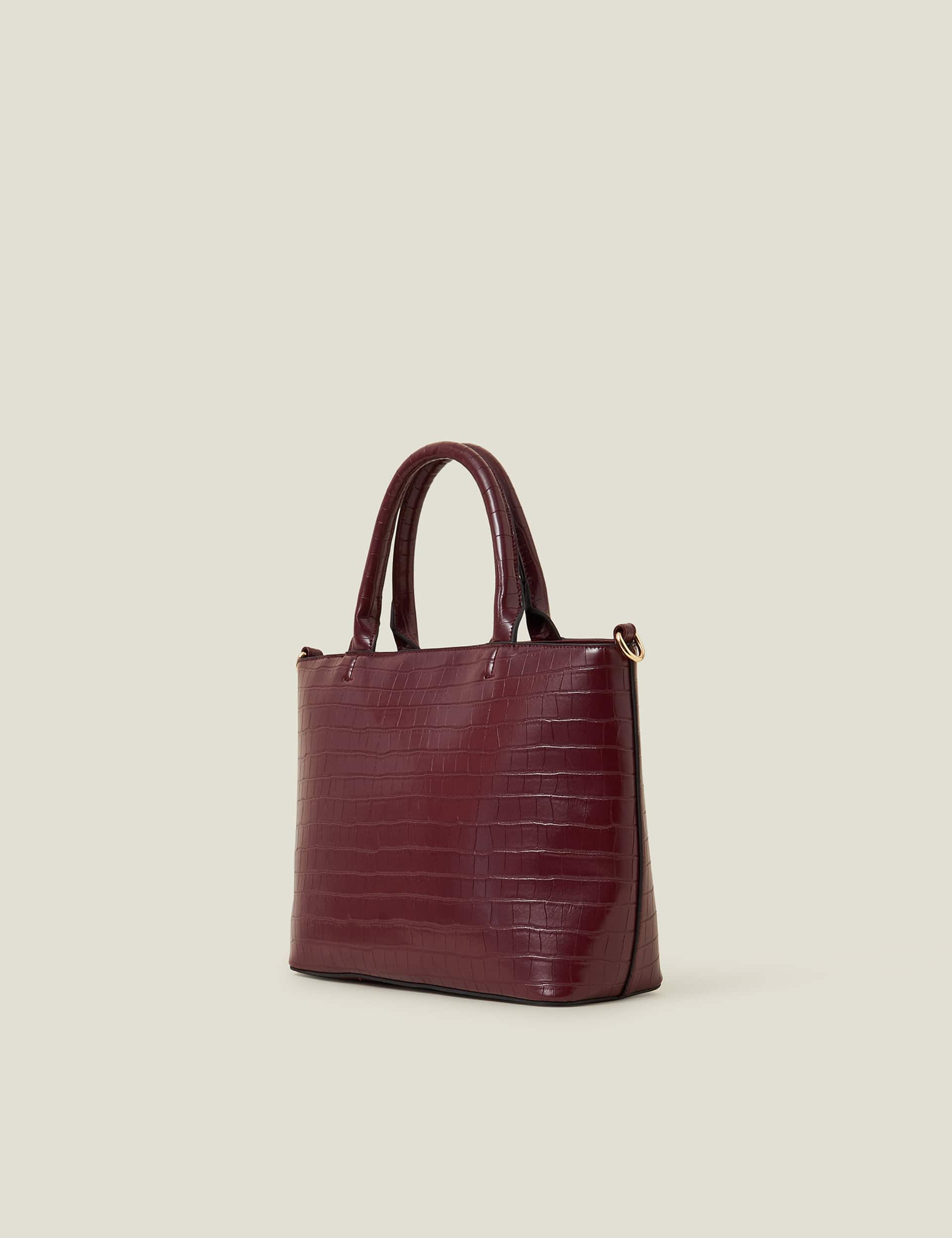 Accessorize Women's Faux Leather Croc Effect Grab Bag - Burgundy, Burgundy