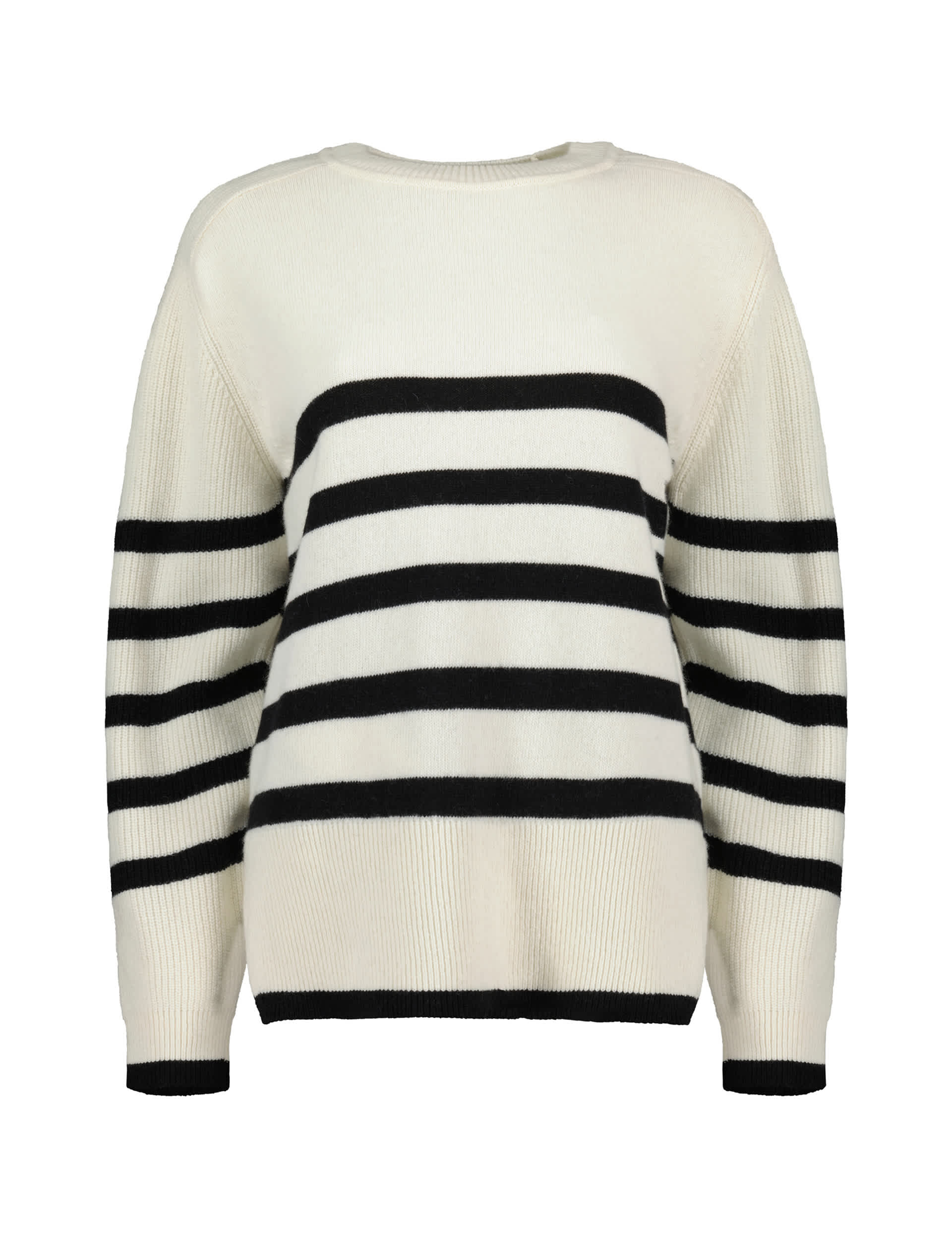 Baukjen Women's Wool Rich Striped Relaxed Jumper - 16 - Black Mix, Black Mix