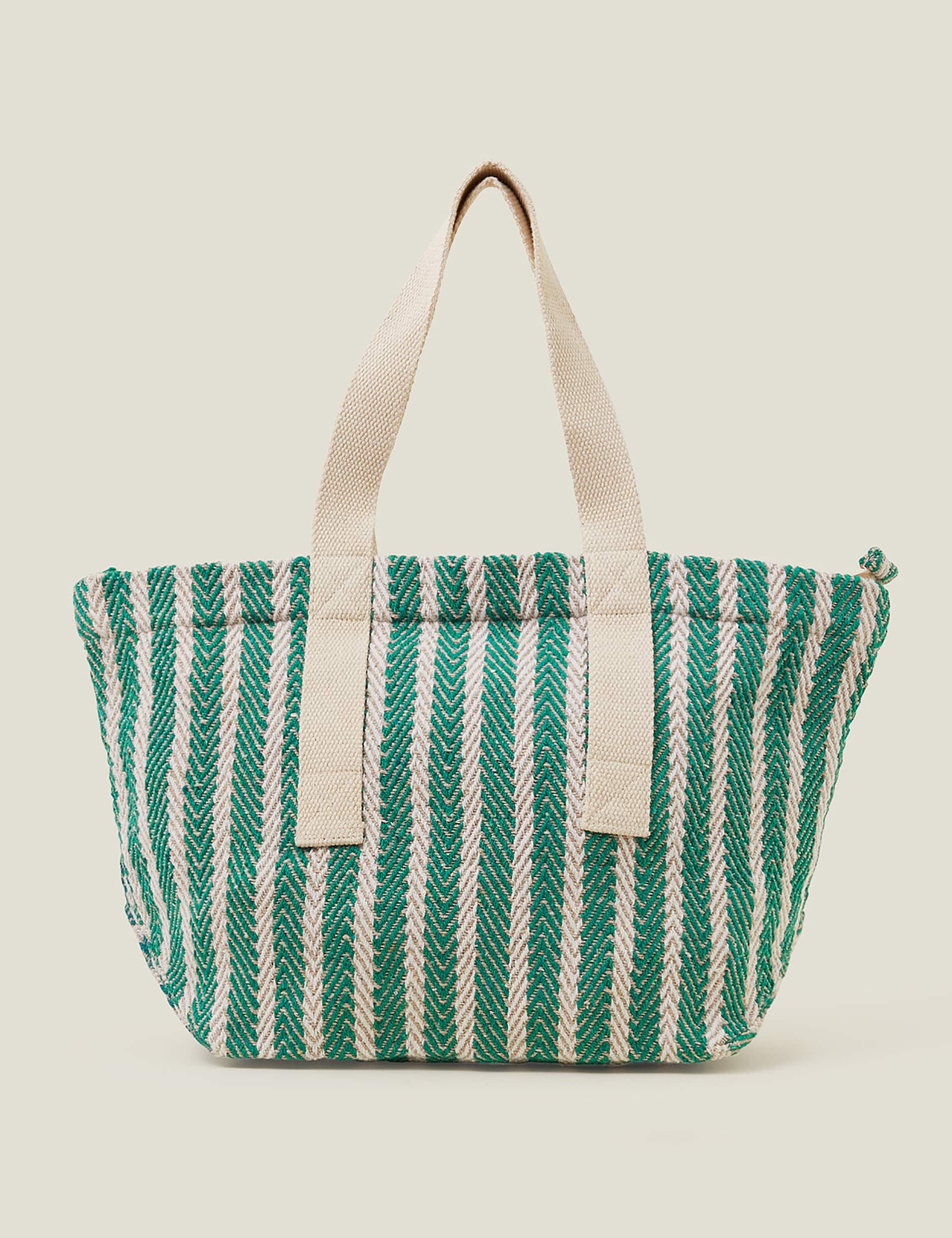 Accessorize Women's Pure Cotton Woven Striped Shoulder Bag