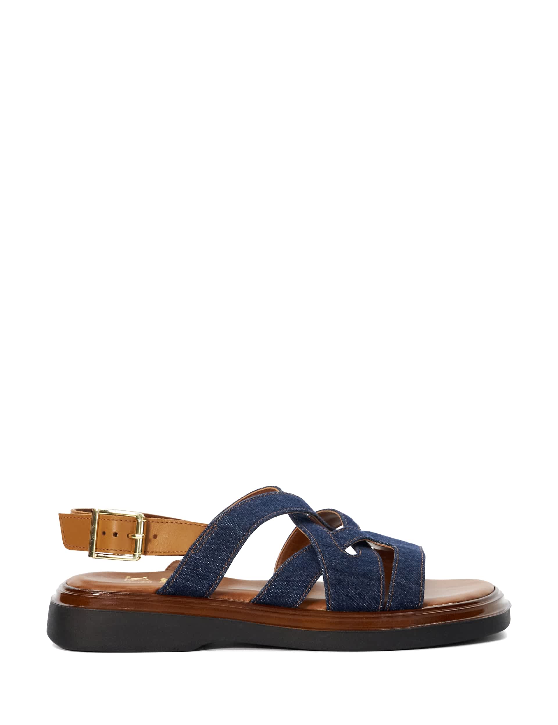 Dune London Women's Buckle Ankle Strap Flat Sandals - 7 - Navy, Navy