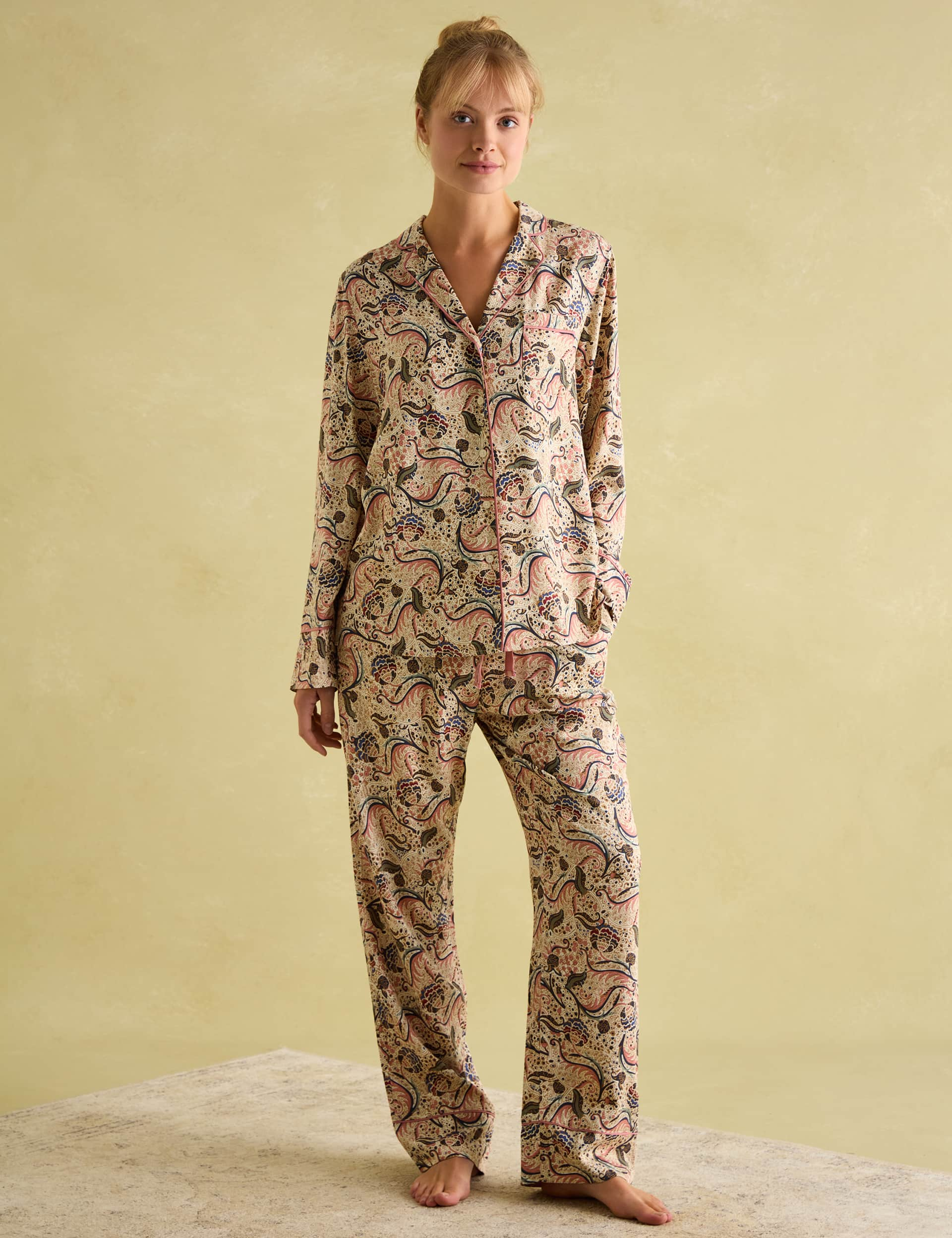 Joules Women's Floral Pyjama Set - XL - Cream Mix, Cream Mix