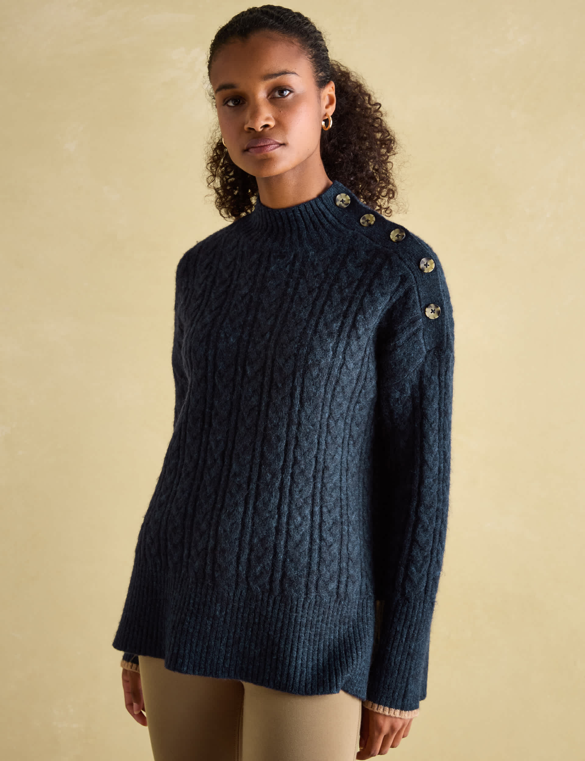 Joules Women's Funnel Neck Jumper with Wool - 10 - Navy, Navy