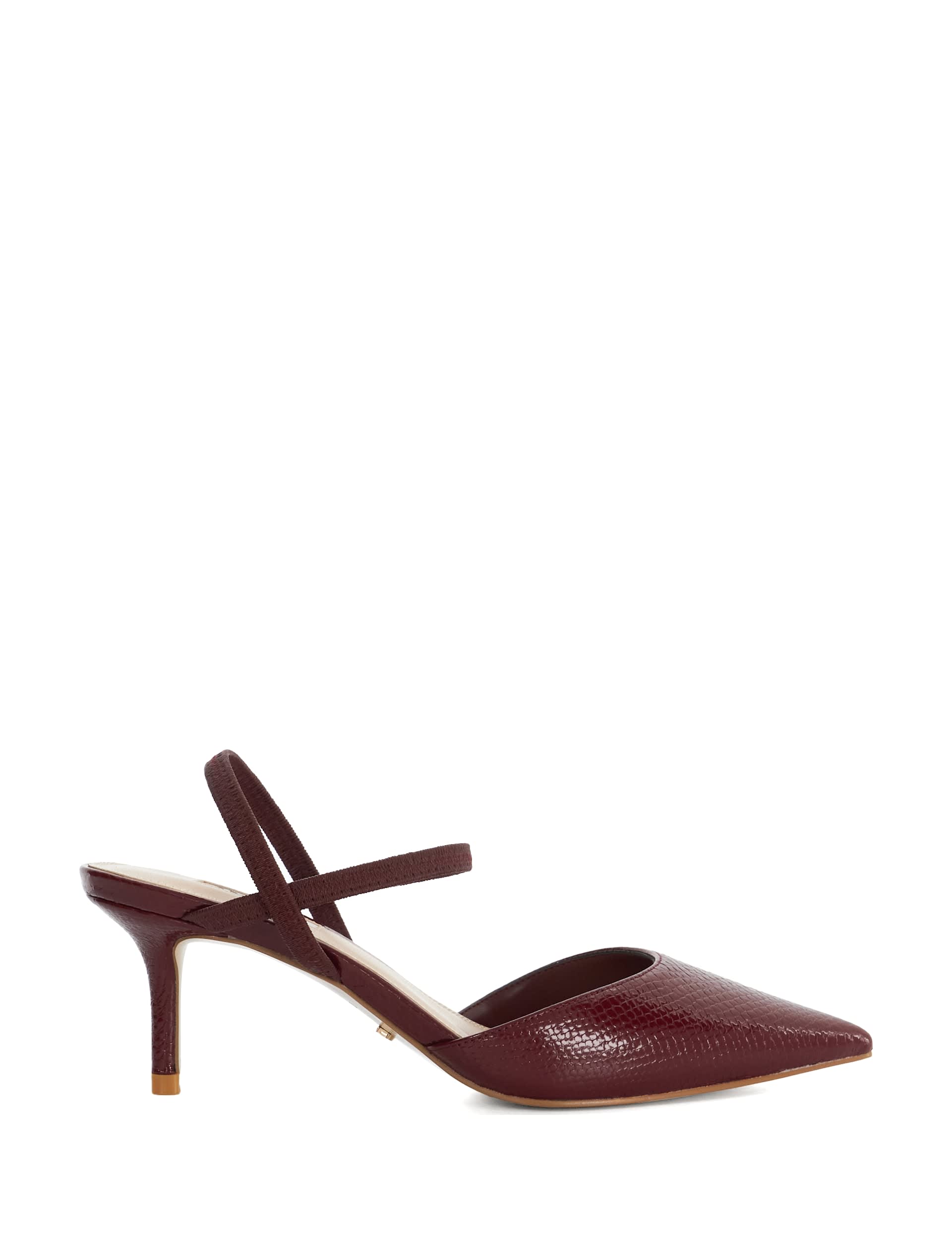 Dune London Women's Leather Stiletto Heel Slingback Court Shoes - 6 - Burgundy, Burgundy