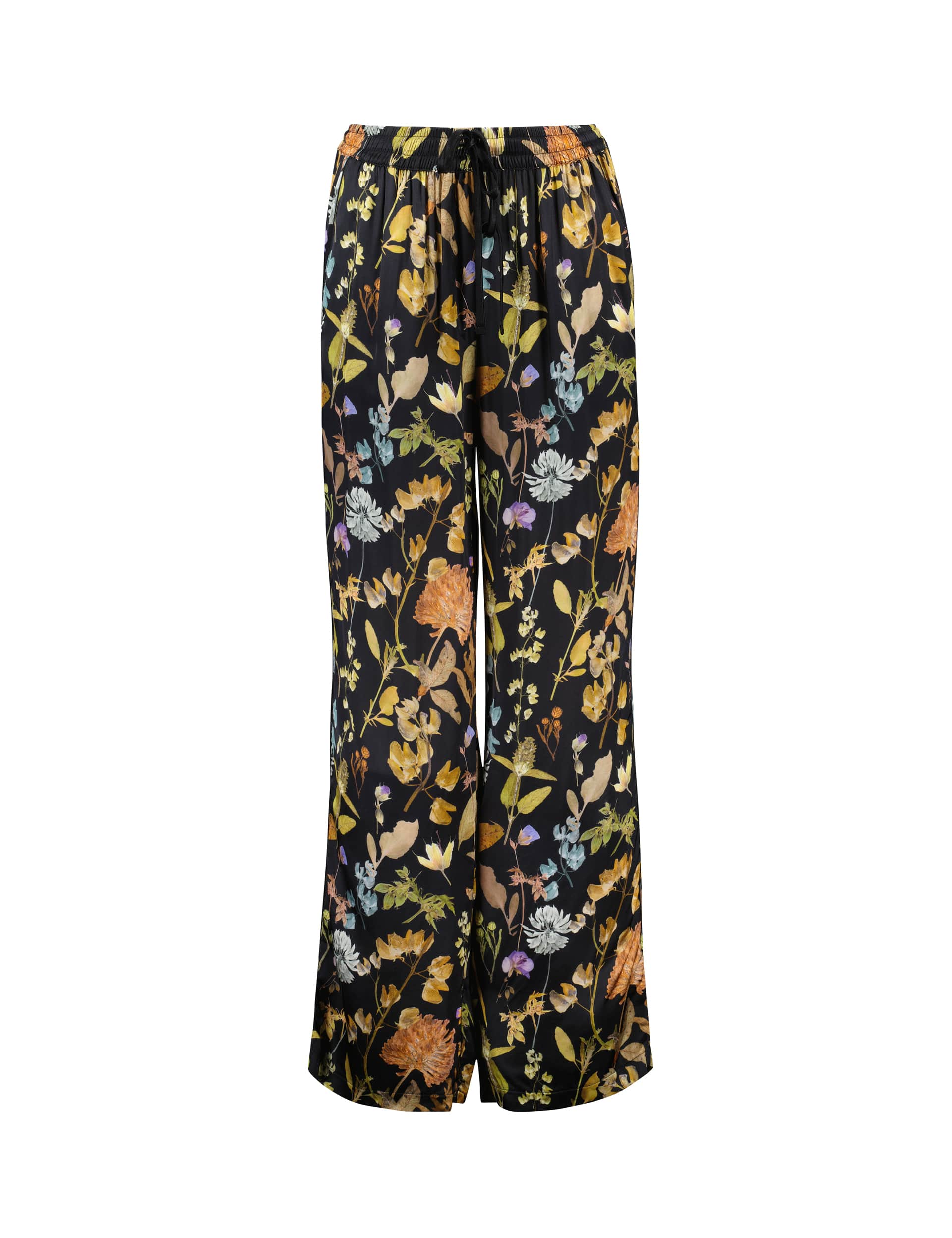 Baukjen Women's Floral Elasticated Waist Wide Leg Trousers - 18 - Black Mix, Black Mix