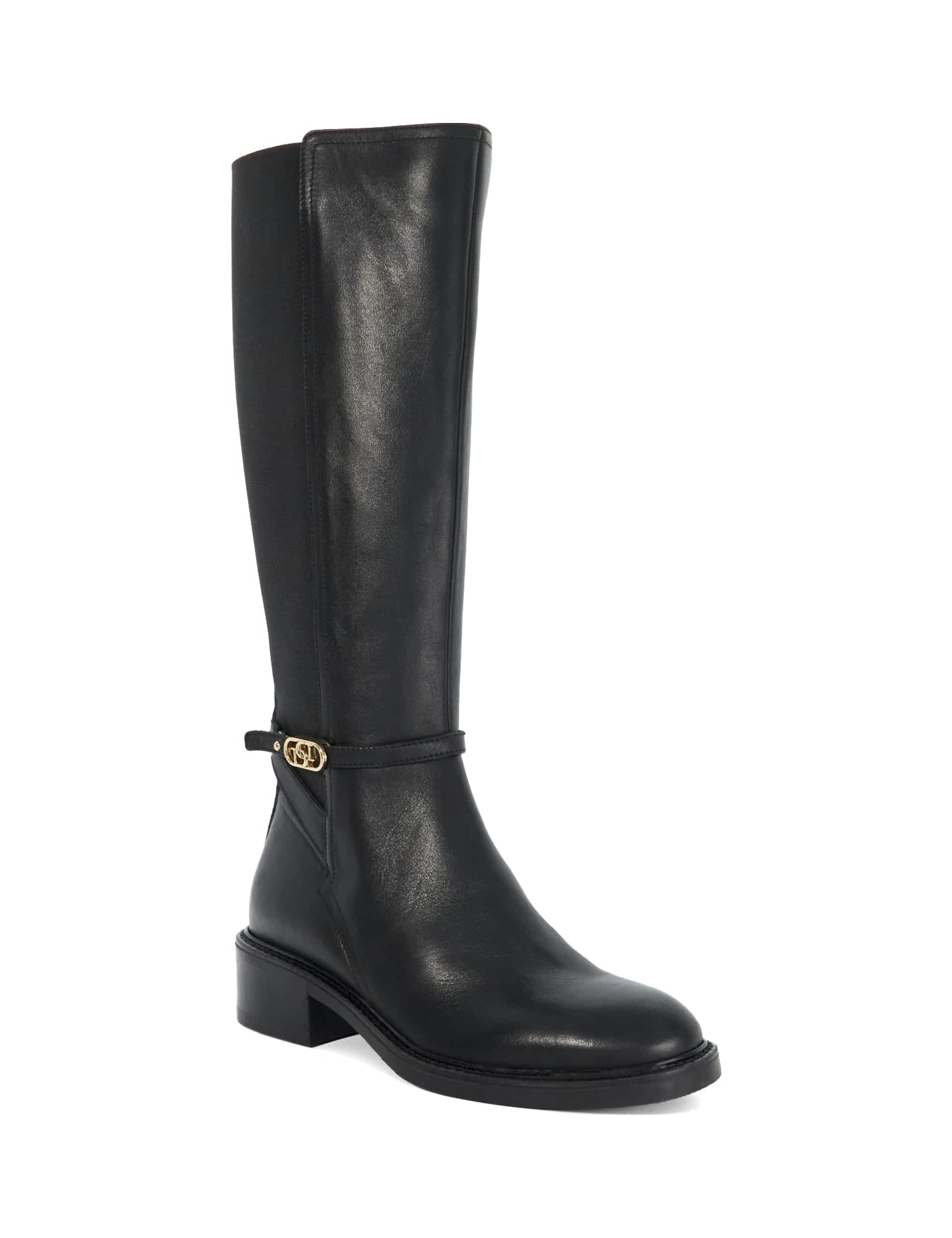 Dune London Women's Leather Flat Knee High Boots - 5 - Black, Black