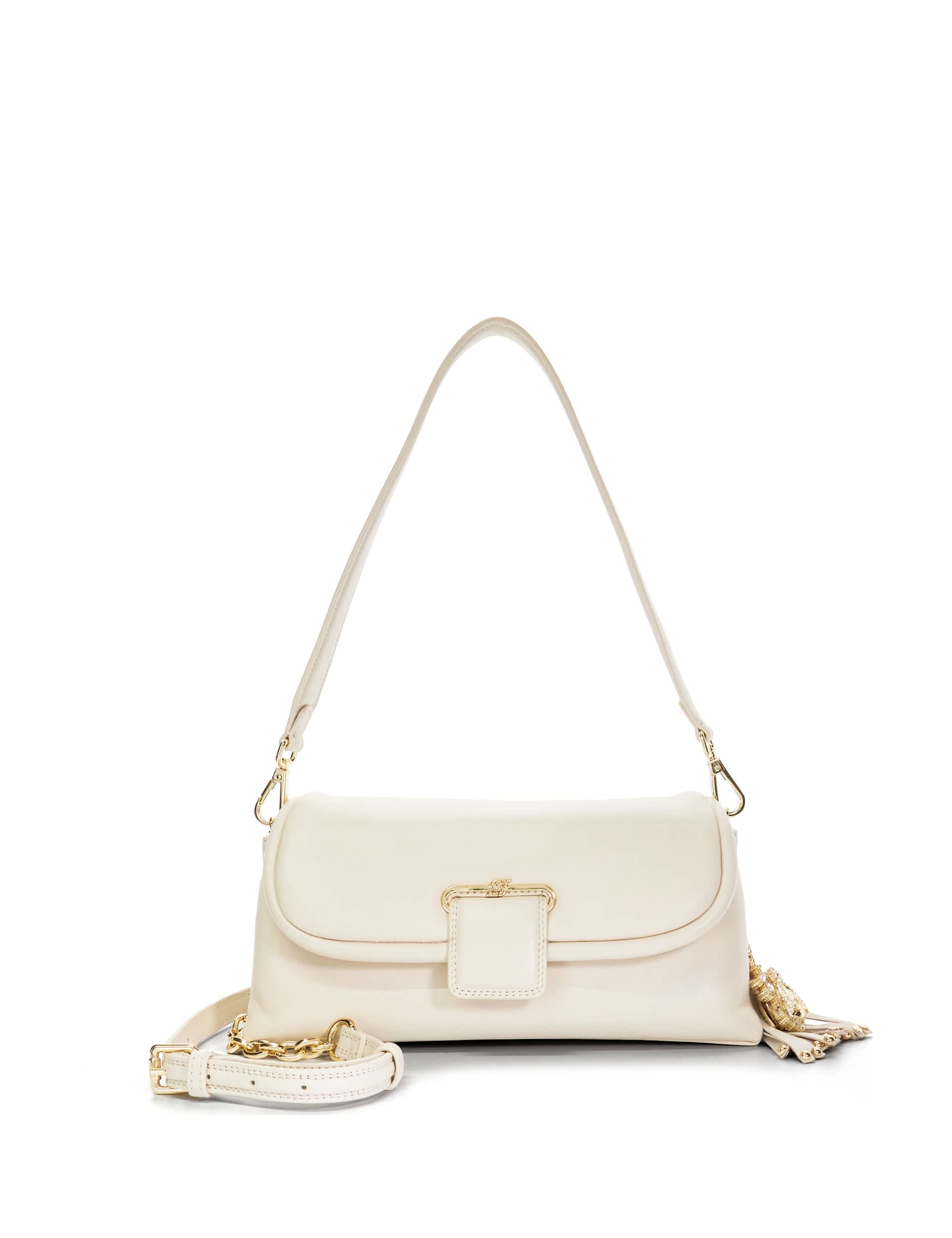 Dune London Women's Leather Chain Strap Shoulder Bag - Cream, Cream