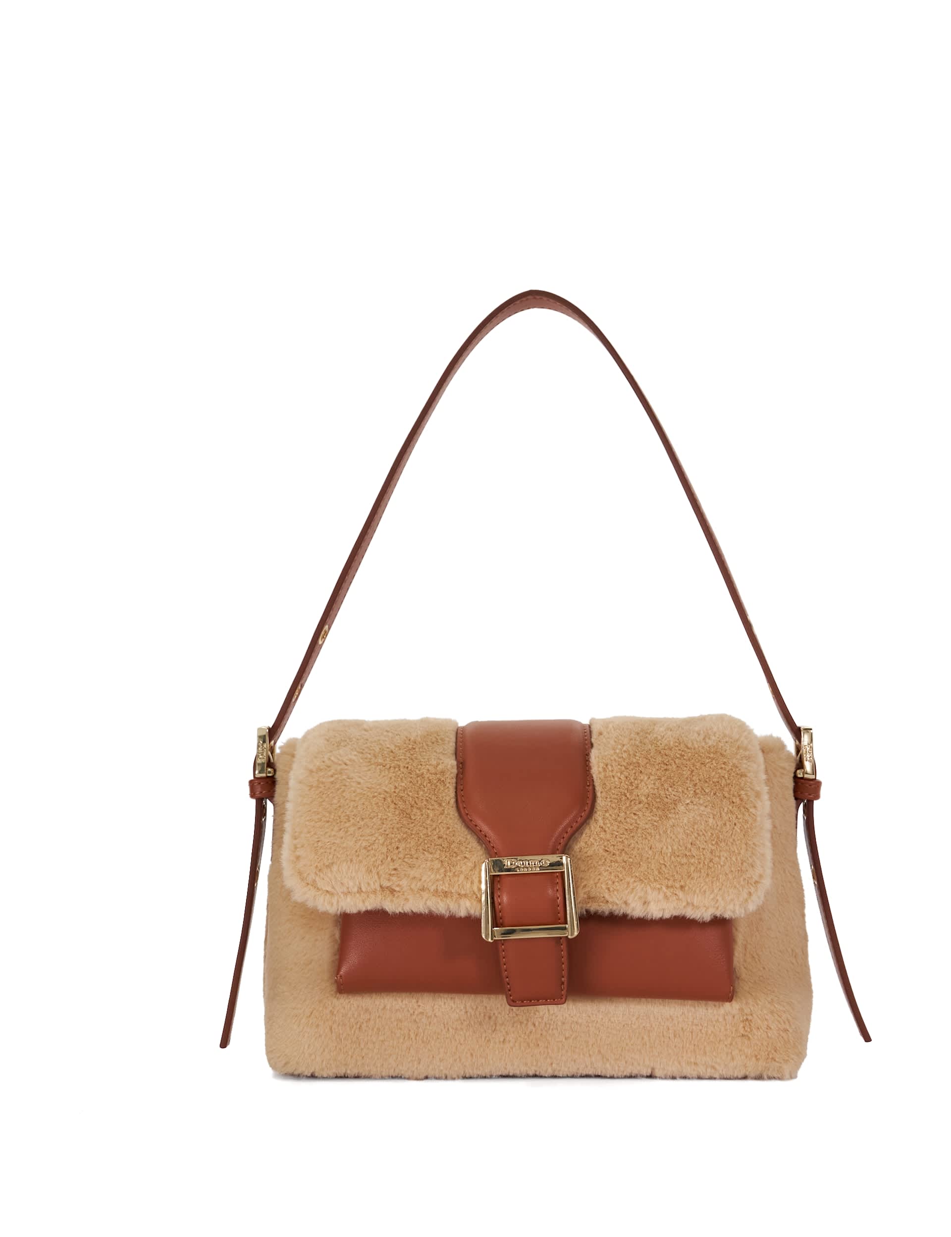 Dune London Women's Faux Fur Buckle Detail Shoulder Bag - Cream, Cream