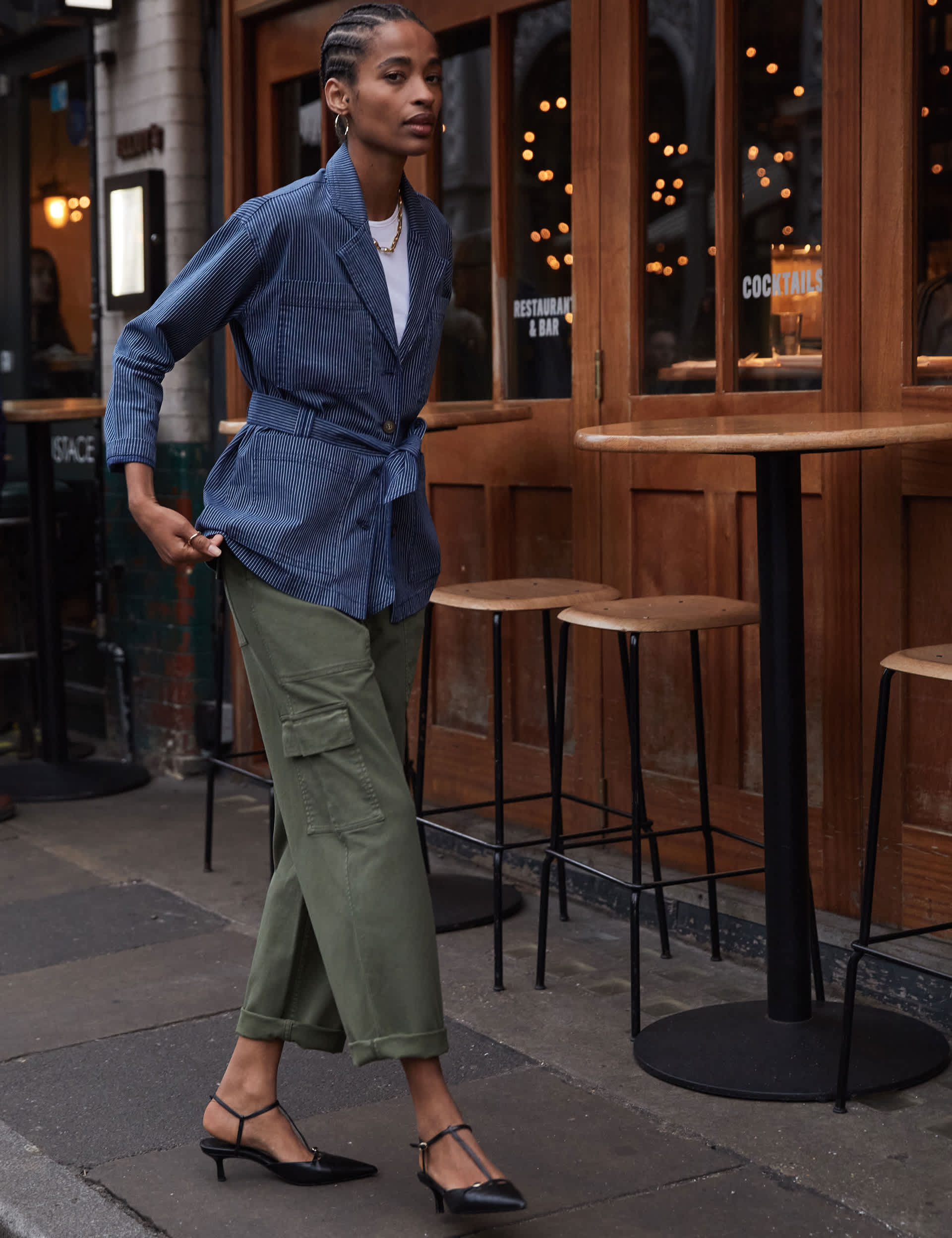 Baukjen Women's Cotton Rich Cargo Wide Leg Trousers