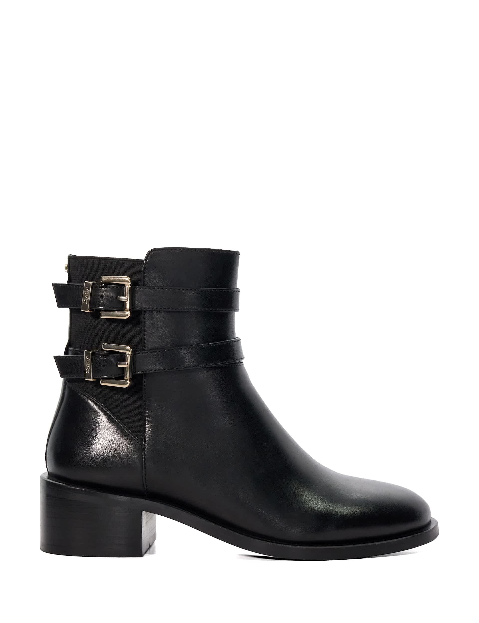 Dune London Women's Leather Double Buckle Ankle Boots - 5 - Black, Black,Brown