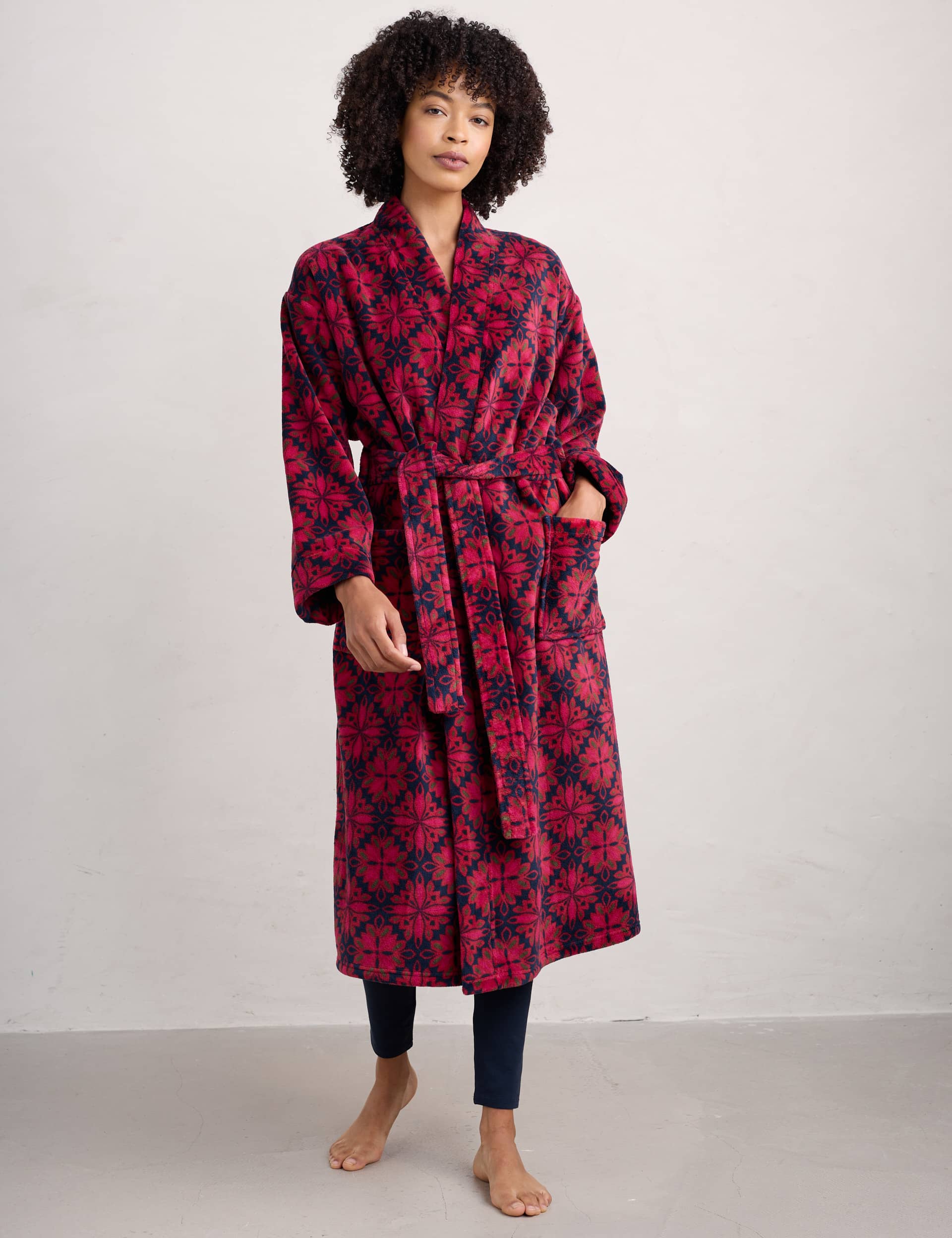 Seasalt Cornwall Women's Printed Dressing Gown - L - Red Mix, Red Mix