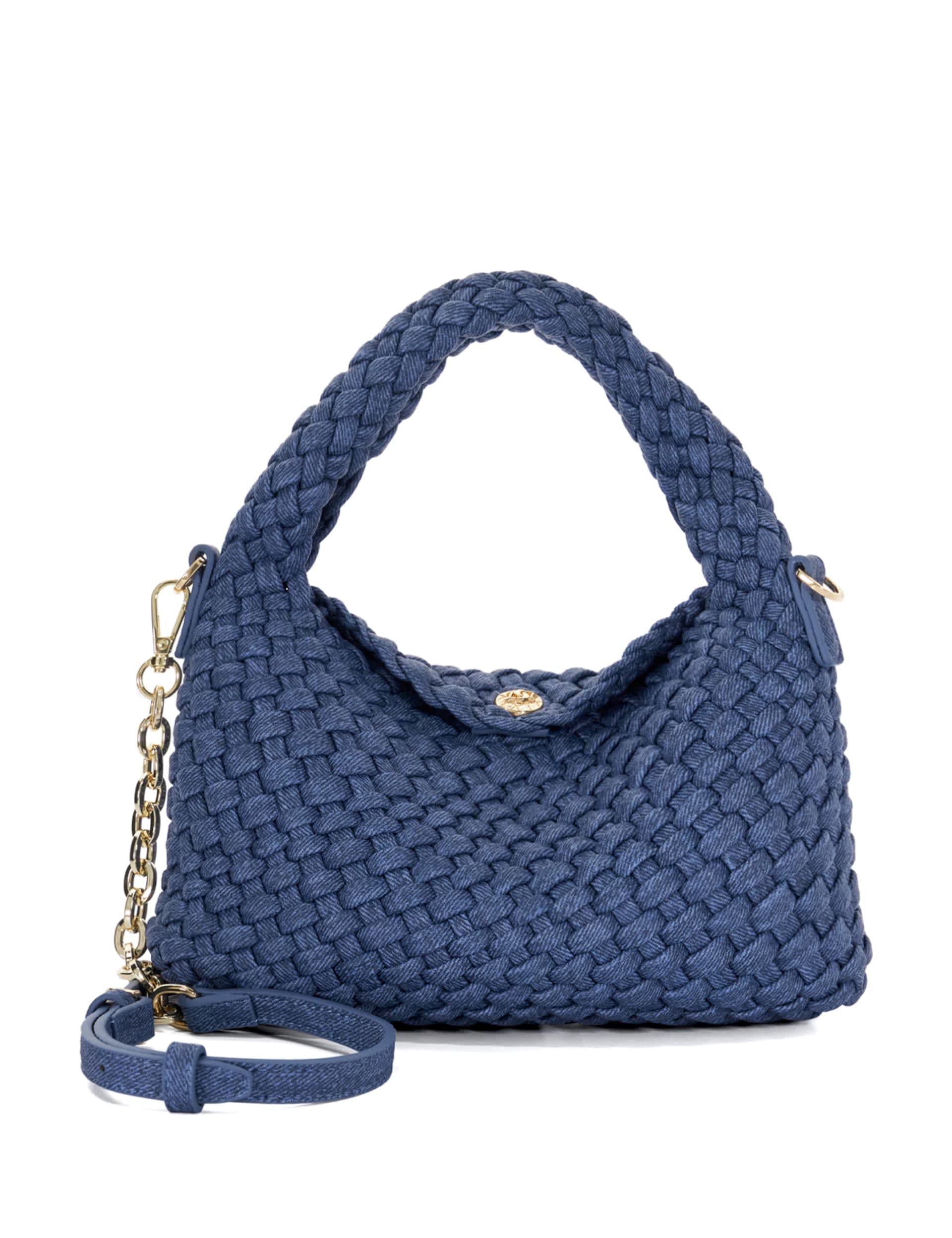 Dune London Women's Fabric Woven Chain Detail Shoulder Bag - Blue, Blue