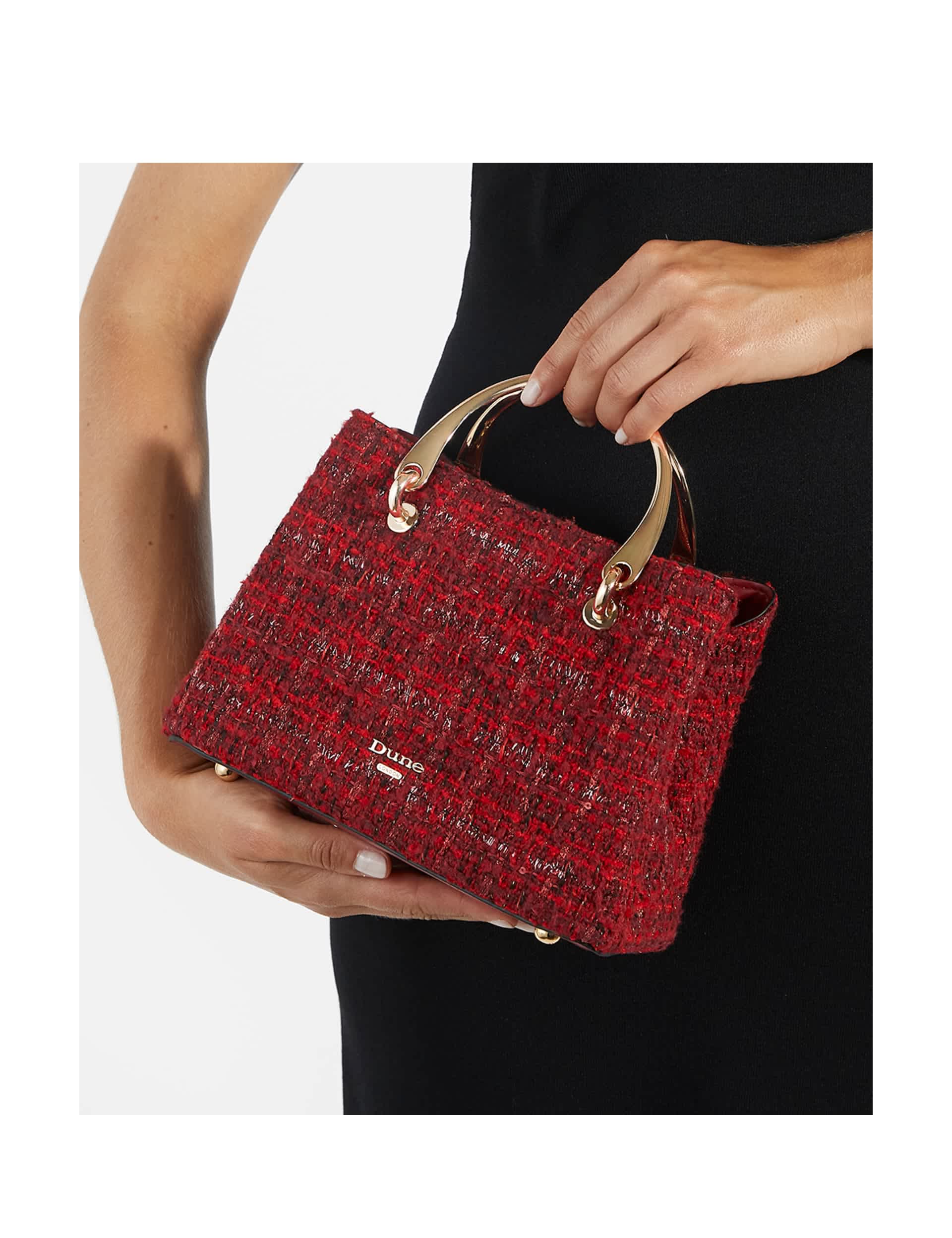 Dune London Women's Fabric Textured Mini Grab Bag, Red