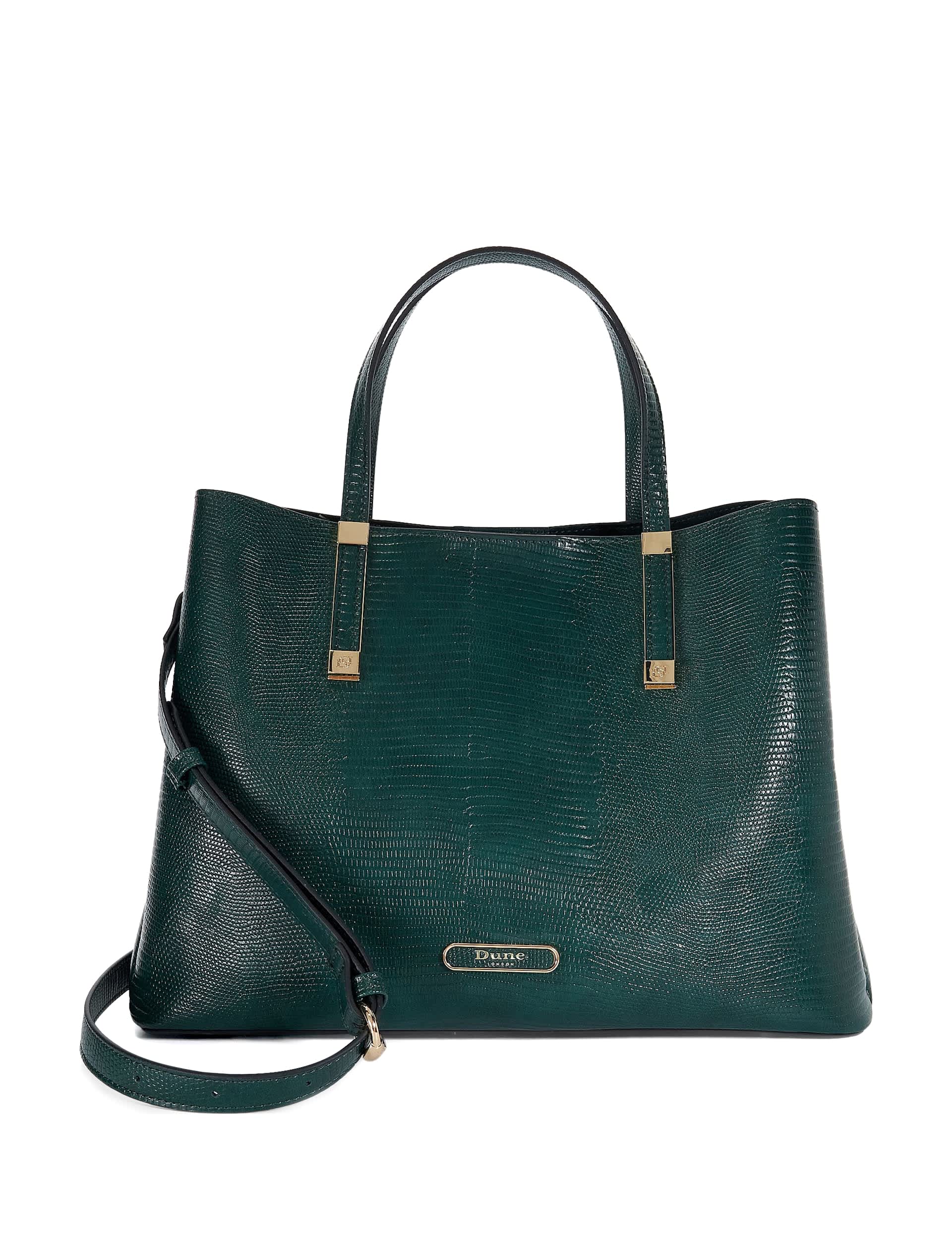 Dune London Women's Lizard Effect Tote Bag - Dark Green, Dark Green