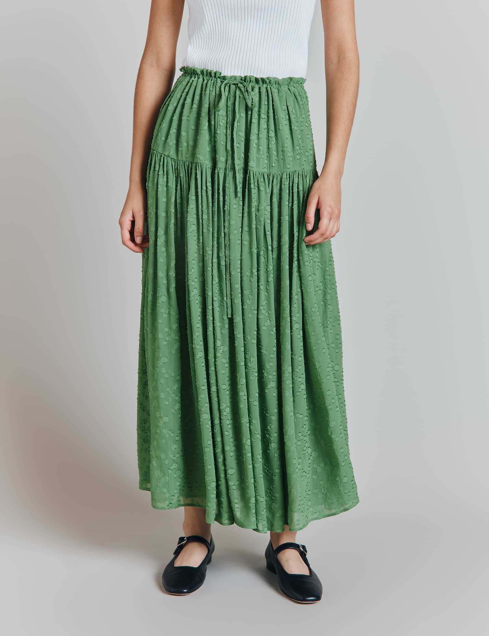 Ghost Women's Jacquard Midi A-Line Skirt - Green, Green