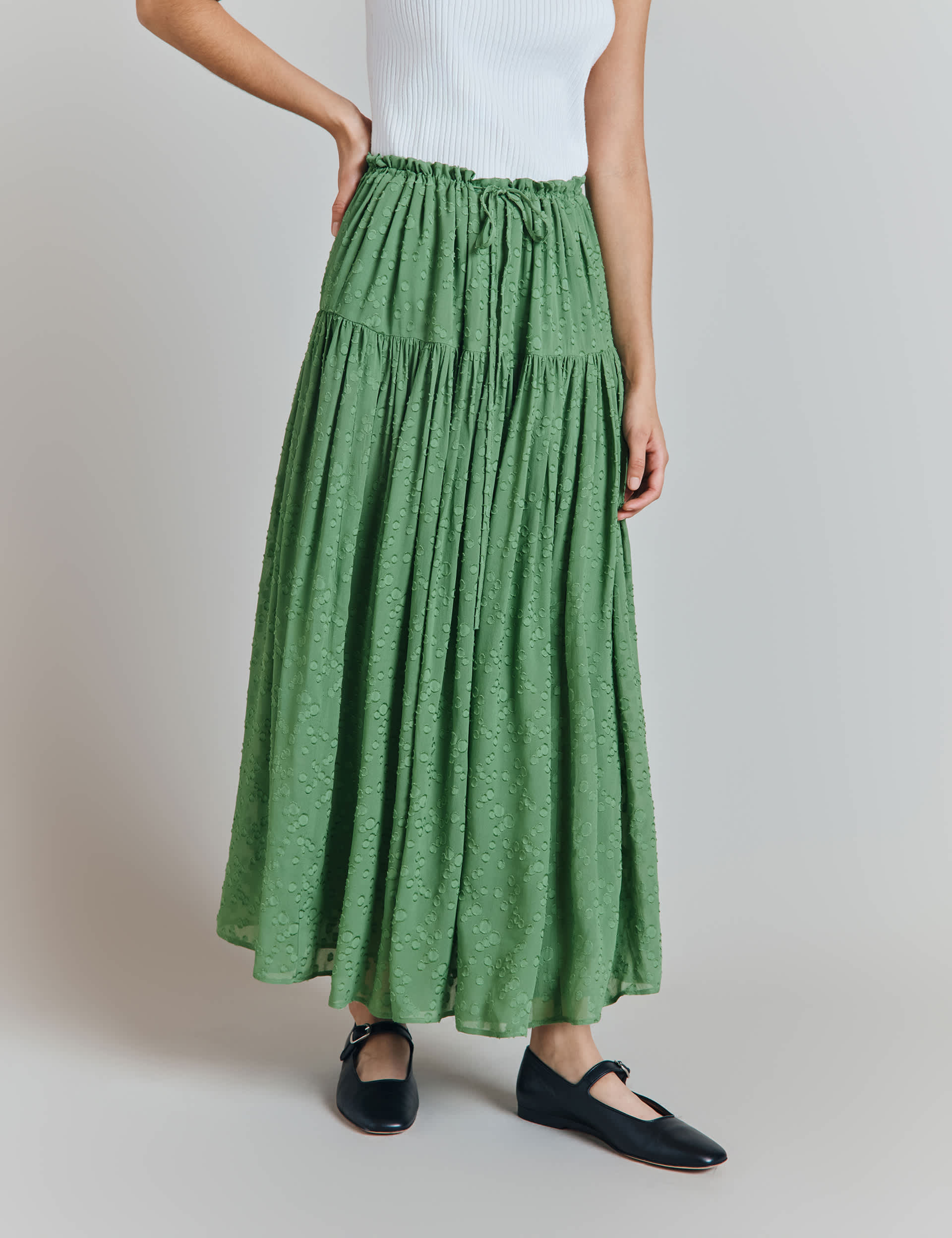 Ghost Women's Jacquard Midi A-Line Skirt - Green, Green