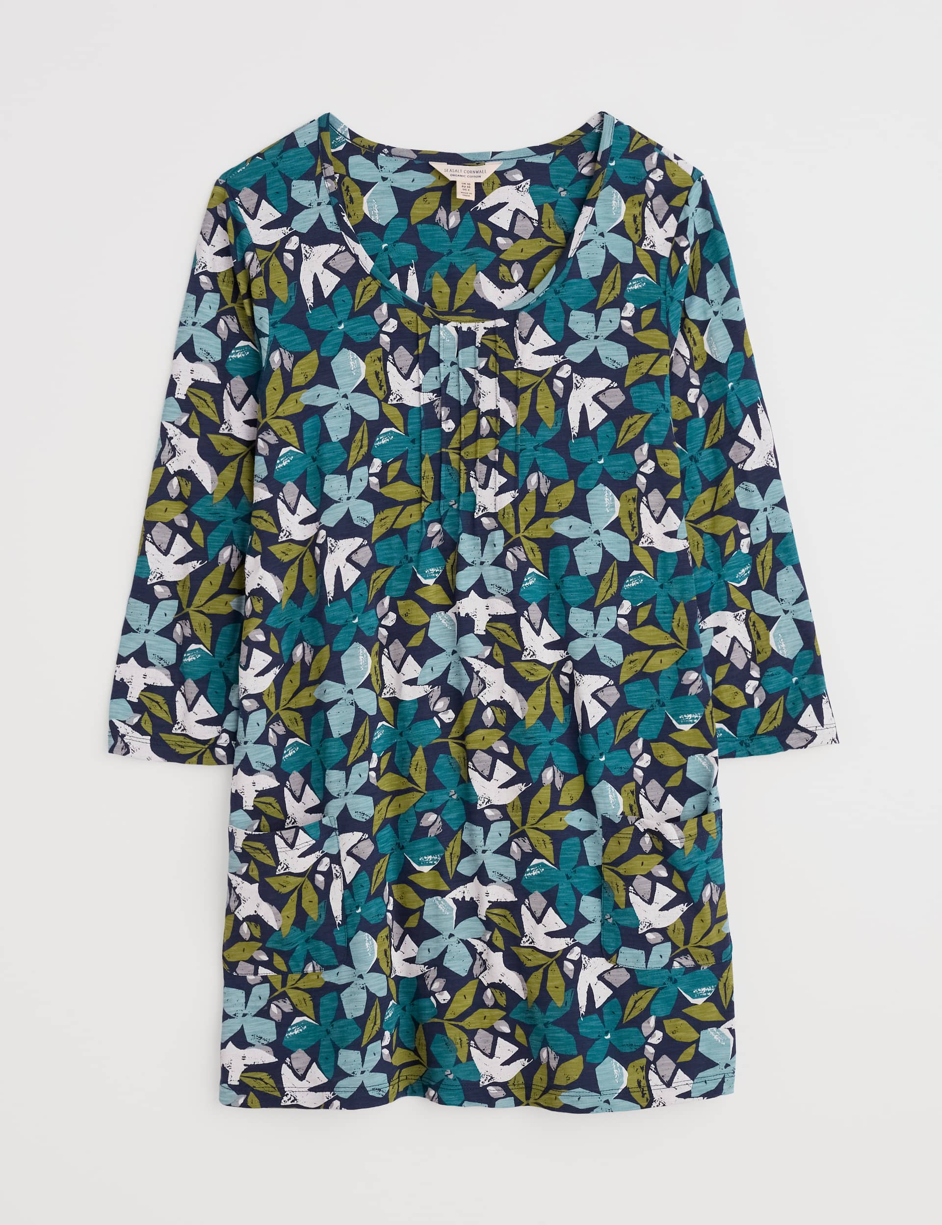 Seasalt Cornwall Women's Pure Cotton Floral Tunic - 16 - Teal Mix, Teal Mix