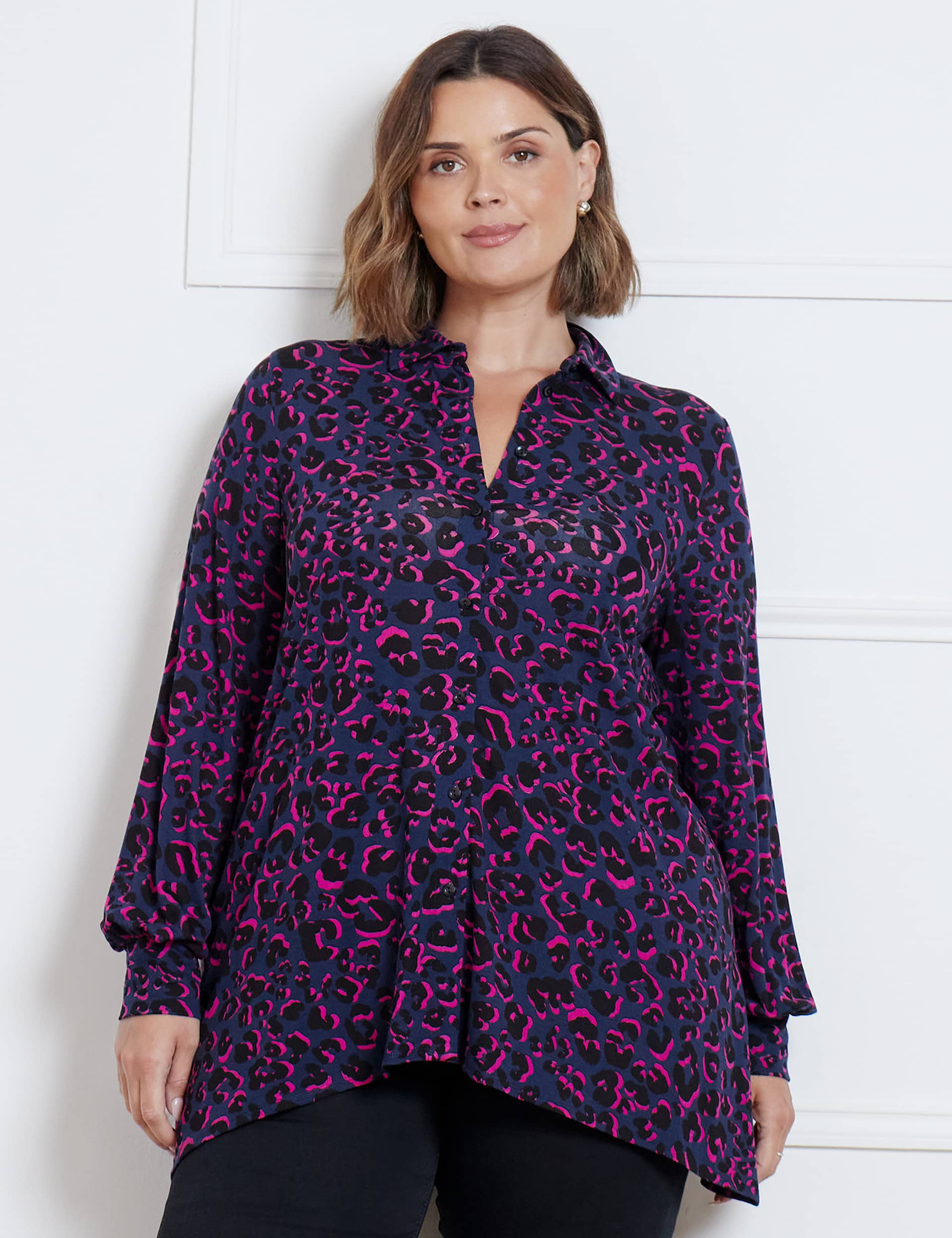 Live Unlimited London Women's Jersey Animal Print Shirt