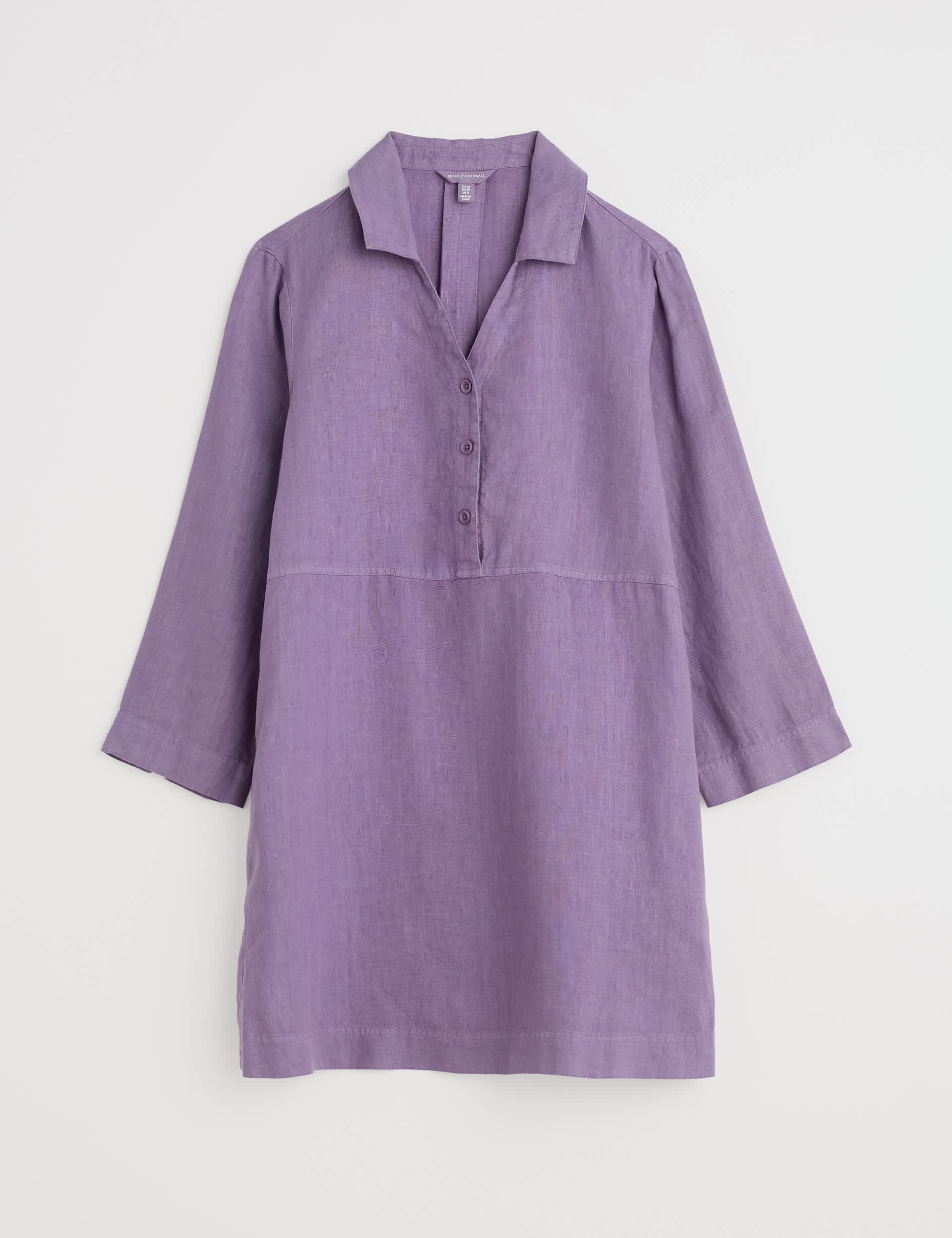 Seasalt Cornwall Women's Pure Linen Collared Tunic - 12 - Purple, Purple