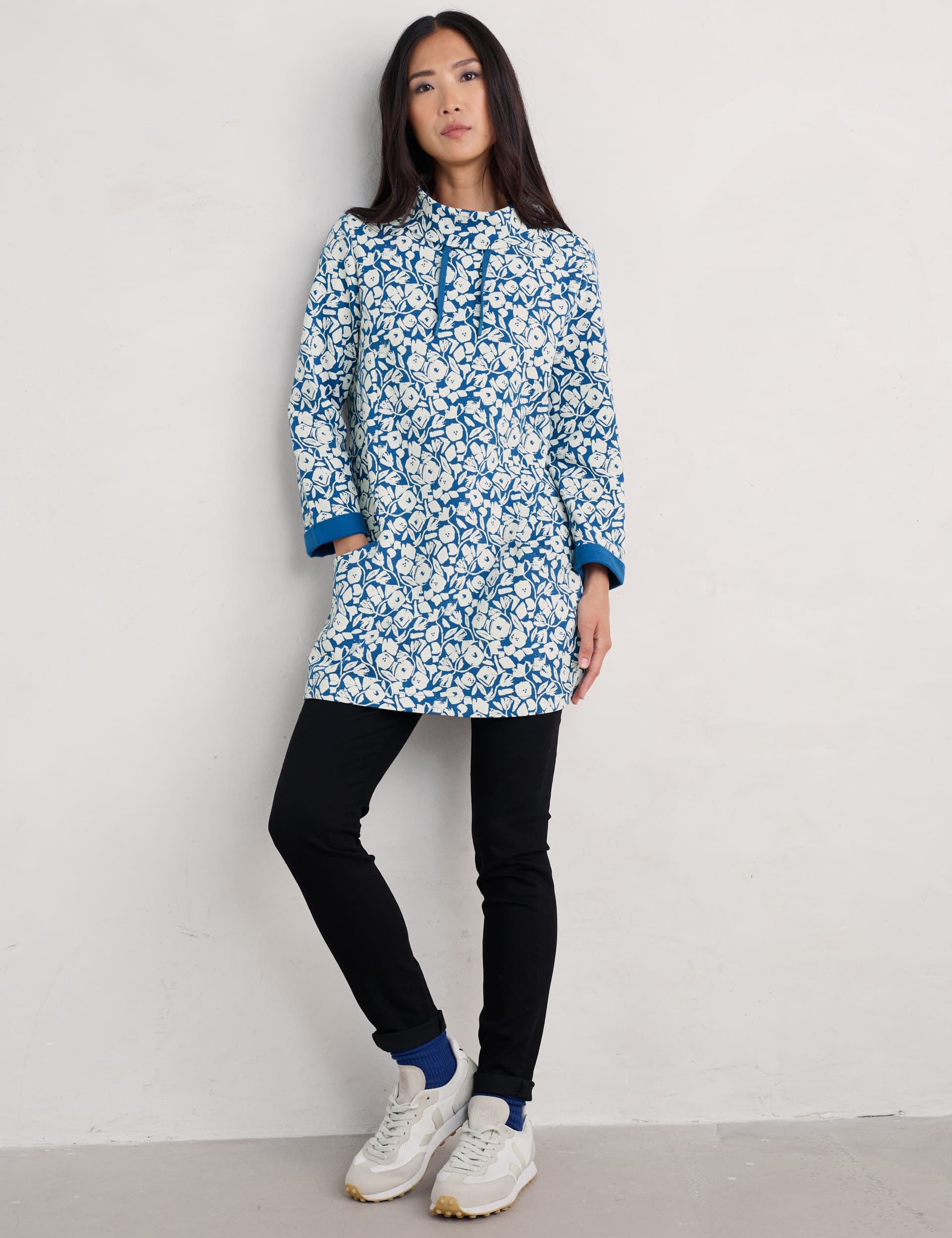 Seasalt Cornwall Women's Cotton Rich Floral Tunic - 16 - Blue Mix, Blue Mix