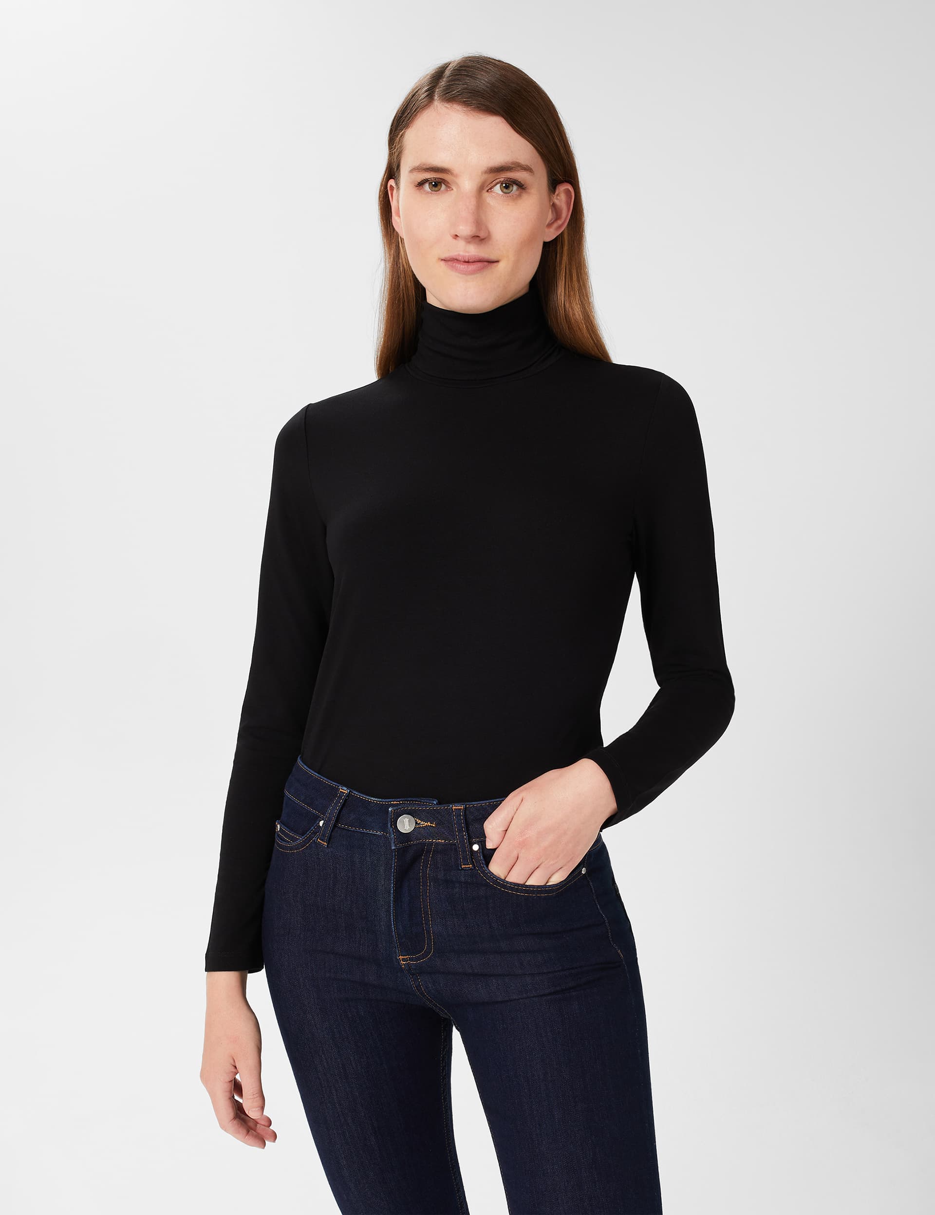 Hobbs Women's Roll Neck Knitted Top - M - Black, Black