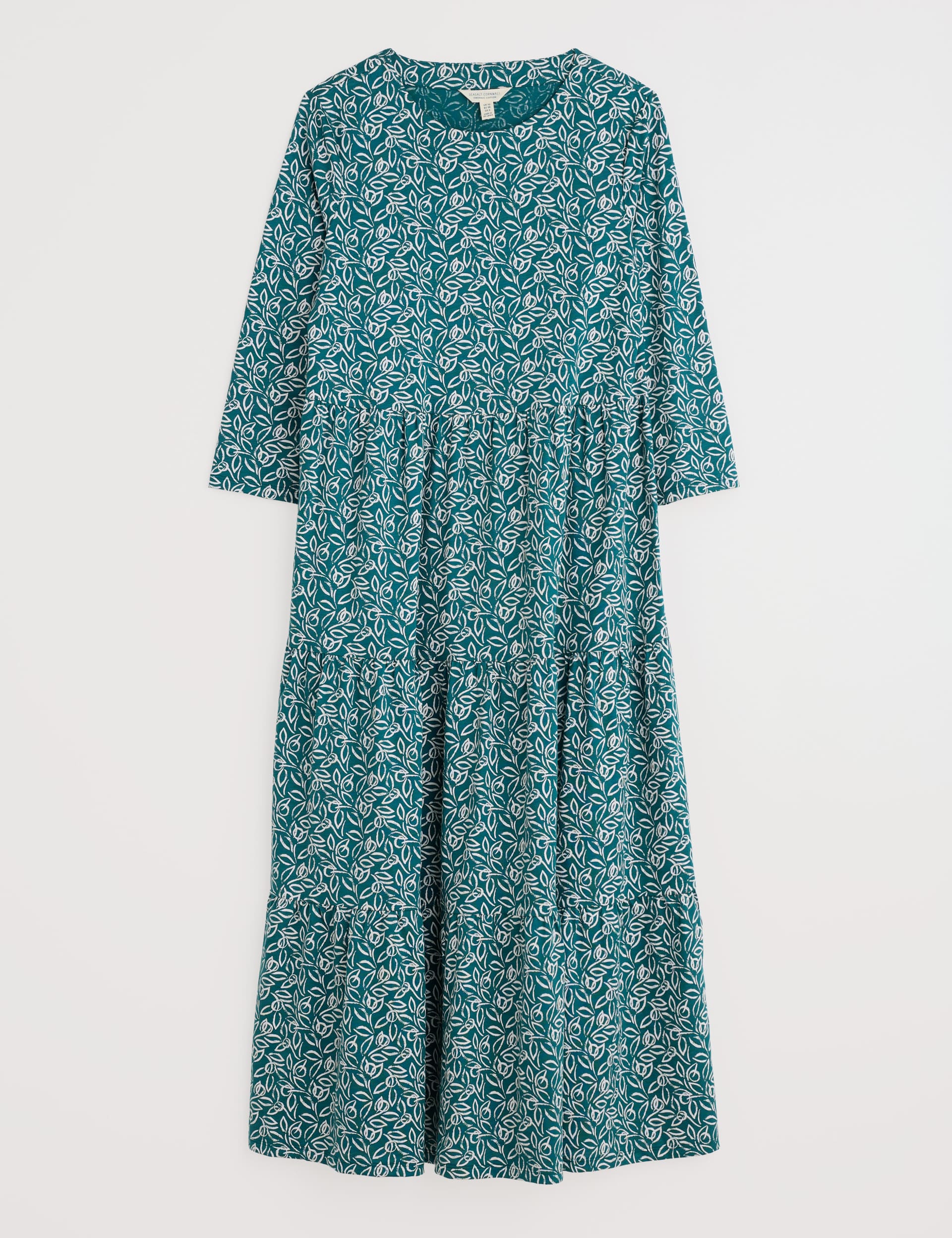 Seasalt Cornwall Women's Pure Cotton Floral Midaxi Tiered Dress - 16REG - Teal Mix, Teal Mix