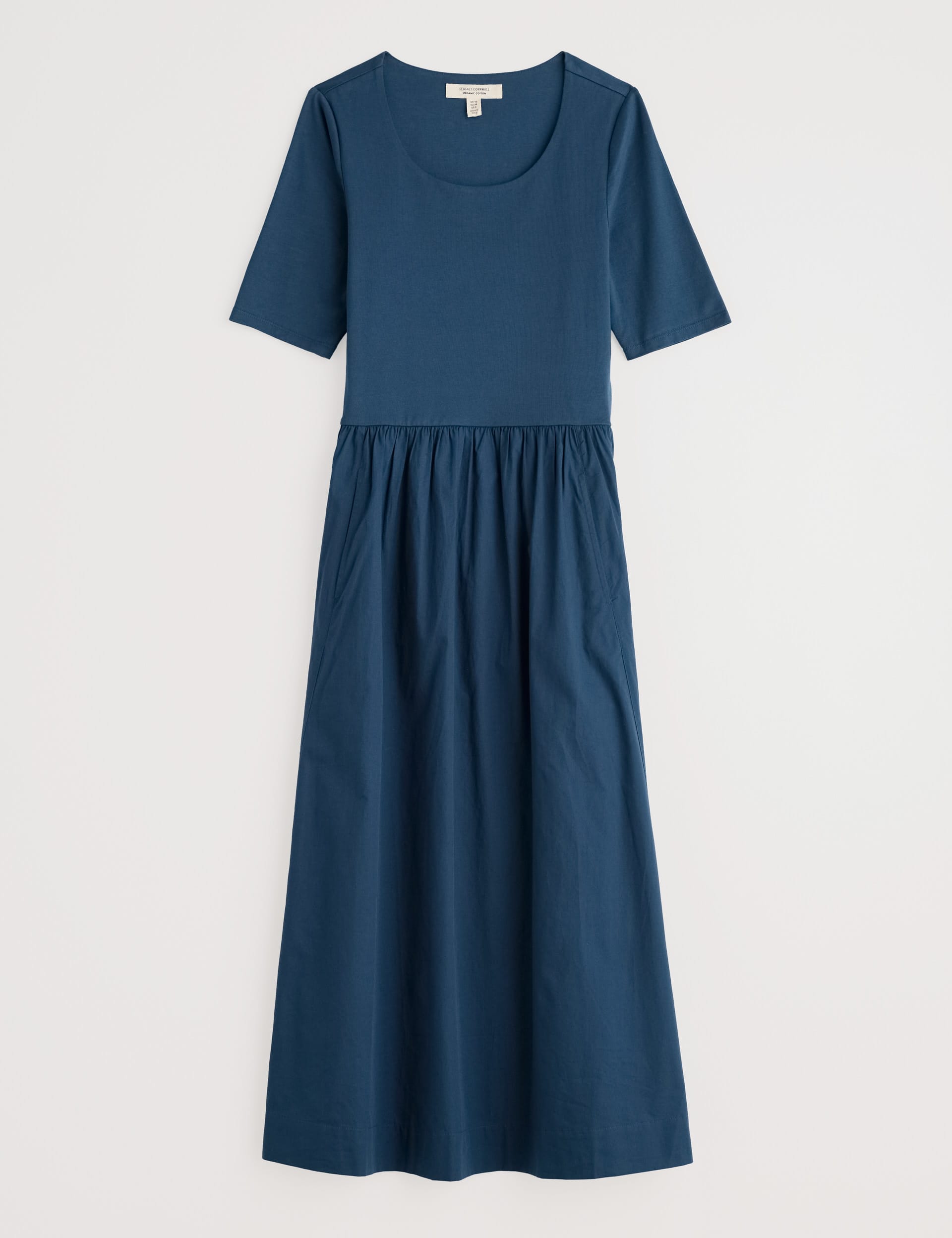 Seasalt Cornwall Women's Cotton Rich Scoop Neck Midaxi Waisted Dress - 14REG - Navy, Navy