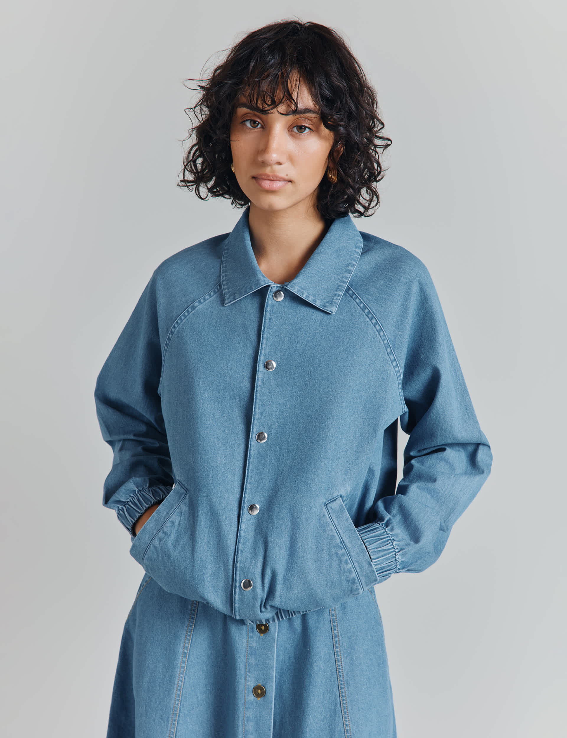 Ghost Women's Denim Collared Bomber Jacket