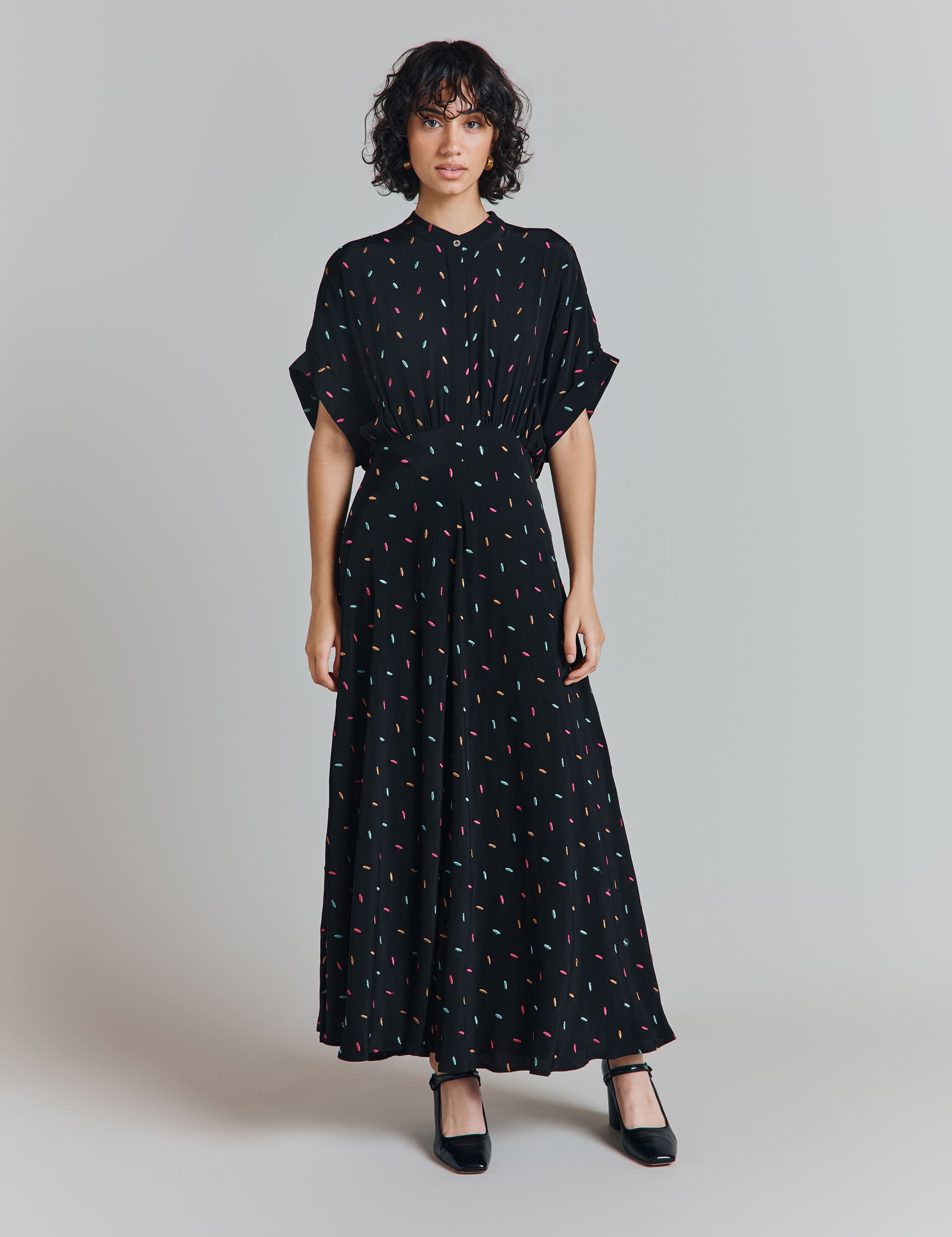 Ghost Women's Crepe Embroidered Midaxi Tea Dress