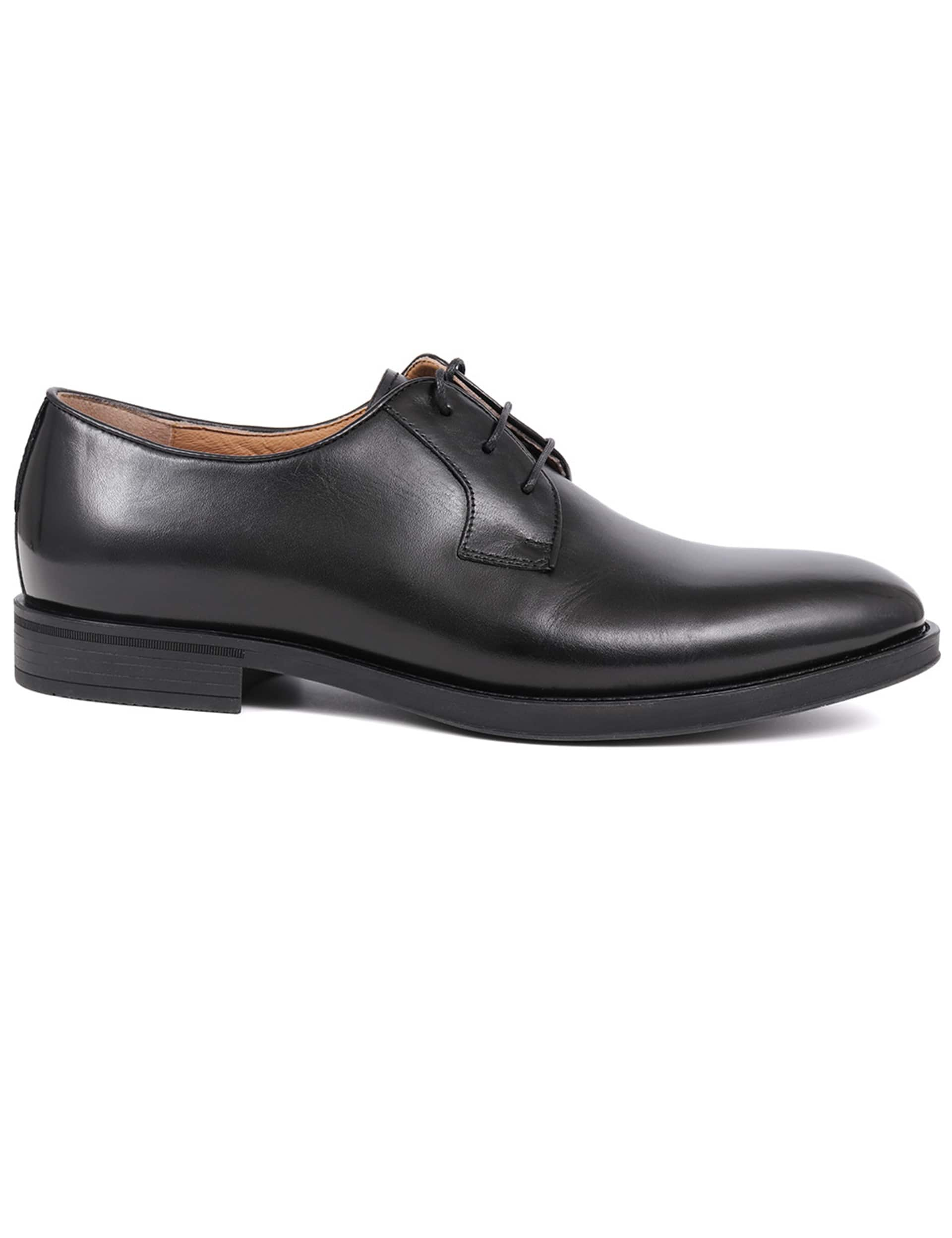 Jones Bootmaker Men's Wide Fit Leather Derby Shoes - 10 - Black, Black