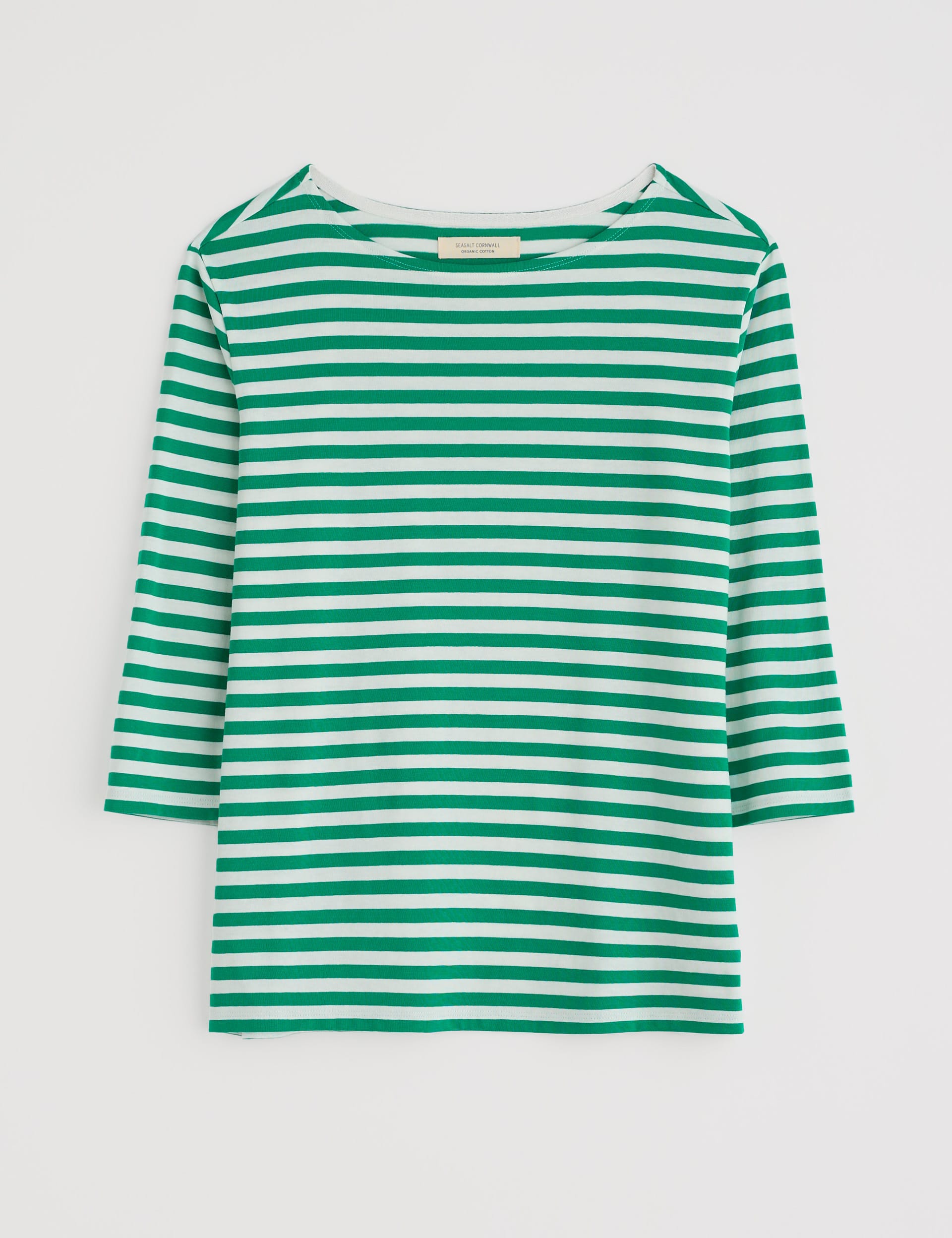 Seasalt Cornwall Women's Pure Cotton Striped T-Shirt - 16 - Green Mix, Green Mix