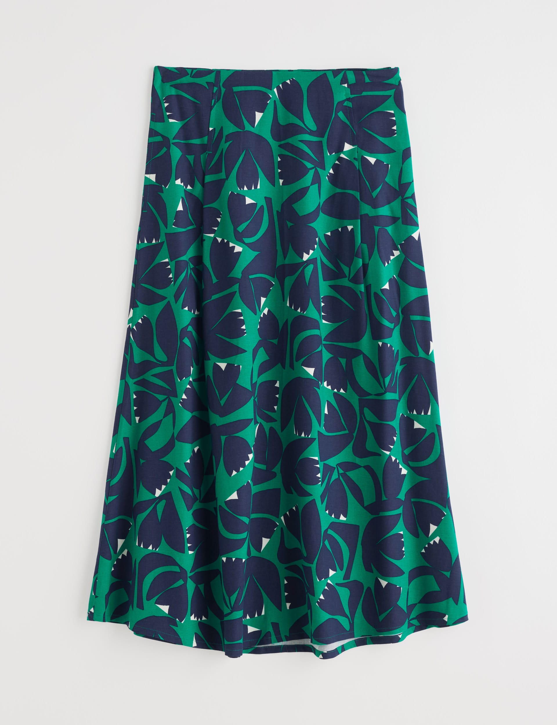 Seasalt Cornwall Women's Floral Midi A-Line Skirt with Linen - 14 - Green Mix, Green Mix