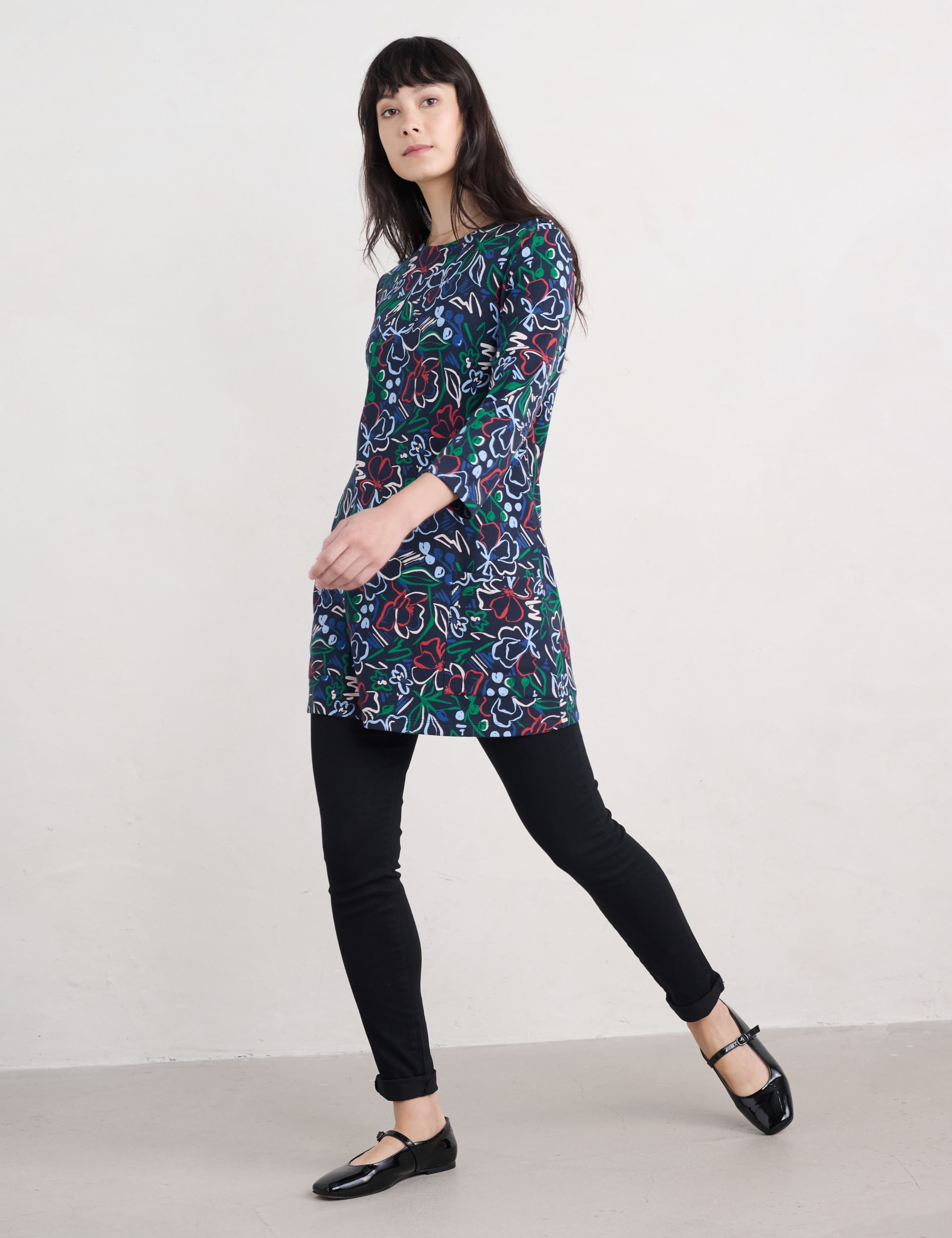 Seasalt Cornwall Women's Jersey Floral Tunic - 16 - Navy Mix, Navy Mix