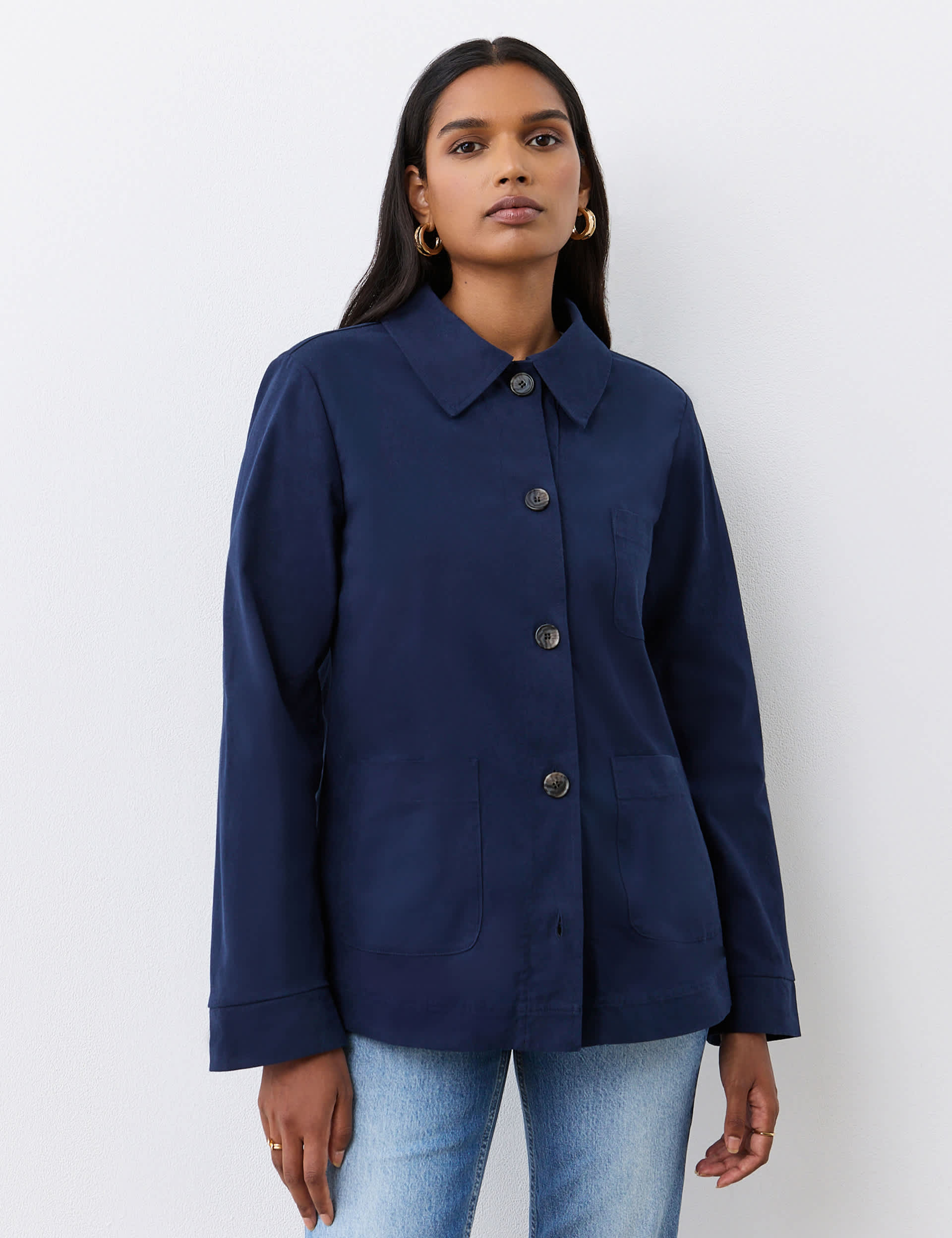 Finery London Women's Collared Shacket - 12 - Navy, Navy