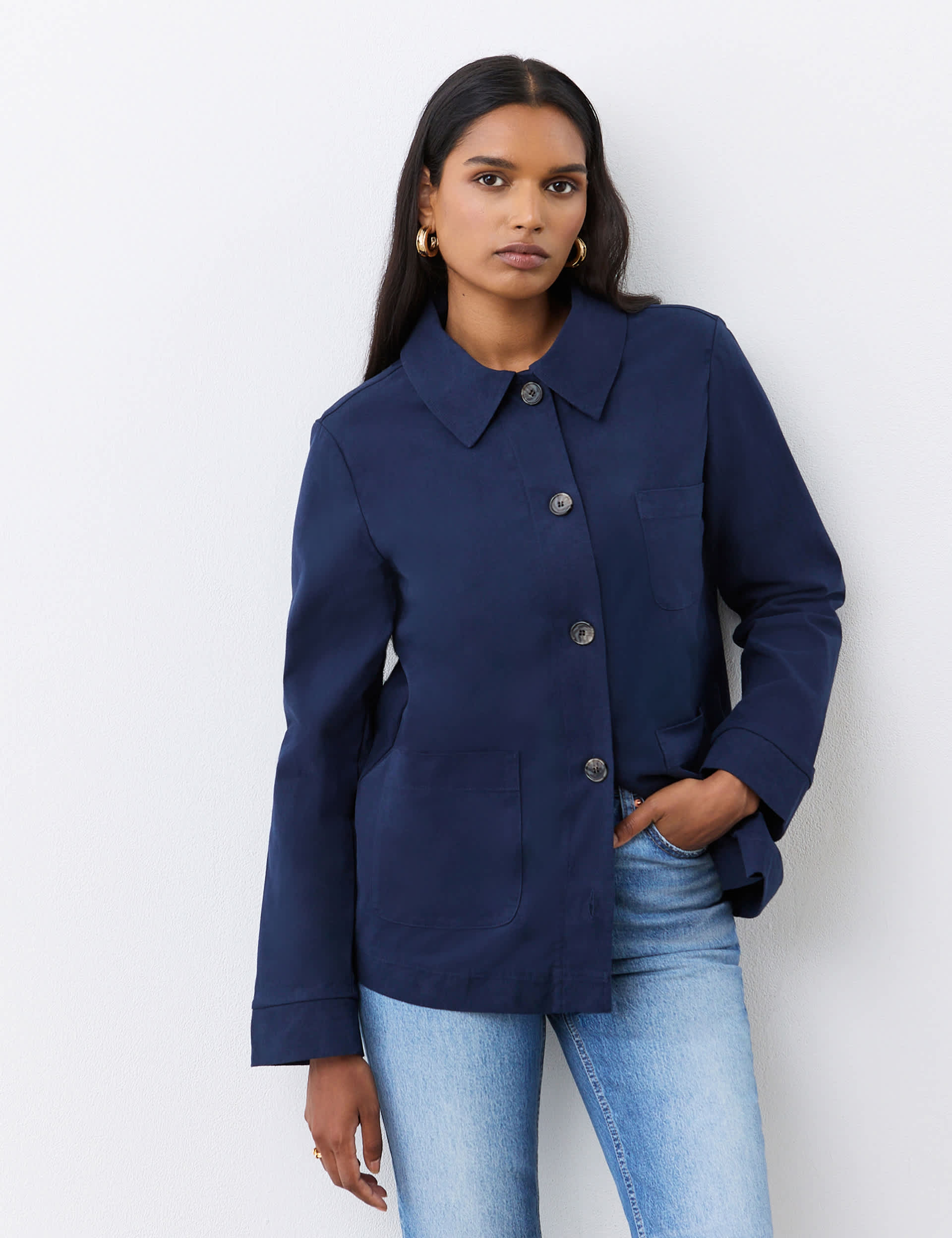 Finery London Women's Collared Shacket - 12 - Navy, Navy