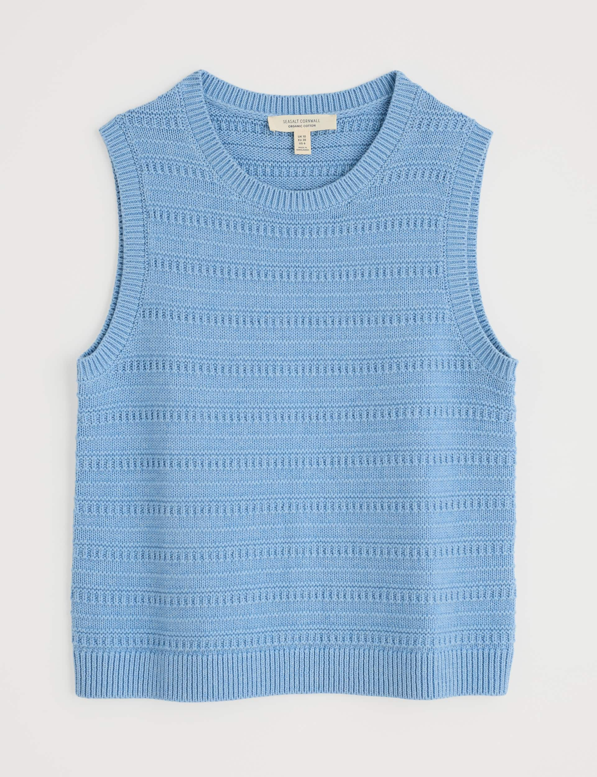 Seasalt Cornwall Women's Pure Cotton Textured Knitted Vest - 12 - Blue, Blue