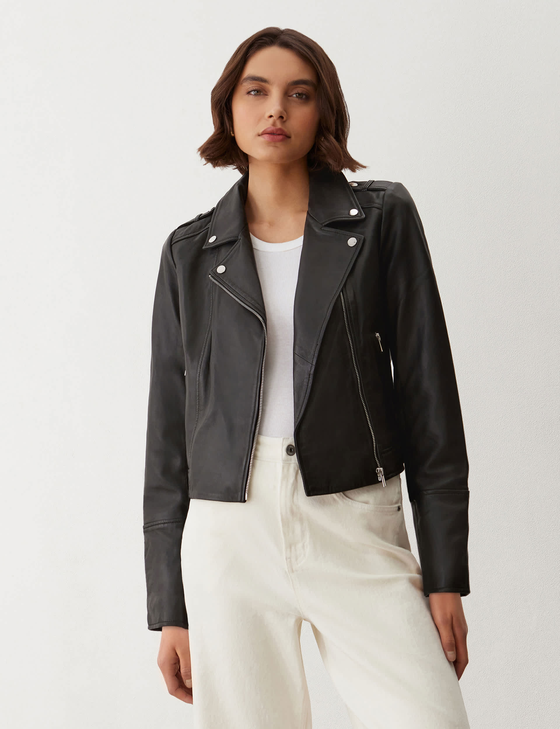 Finery London Women's Leather Biker Jacket