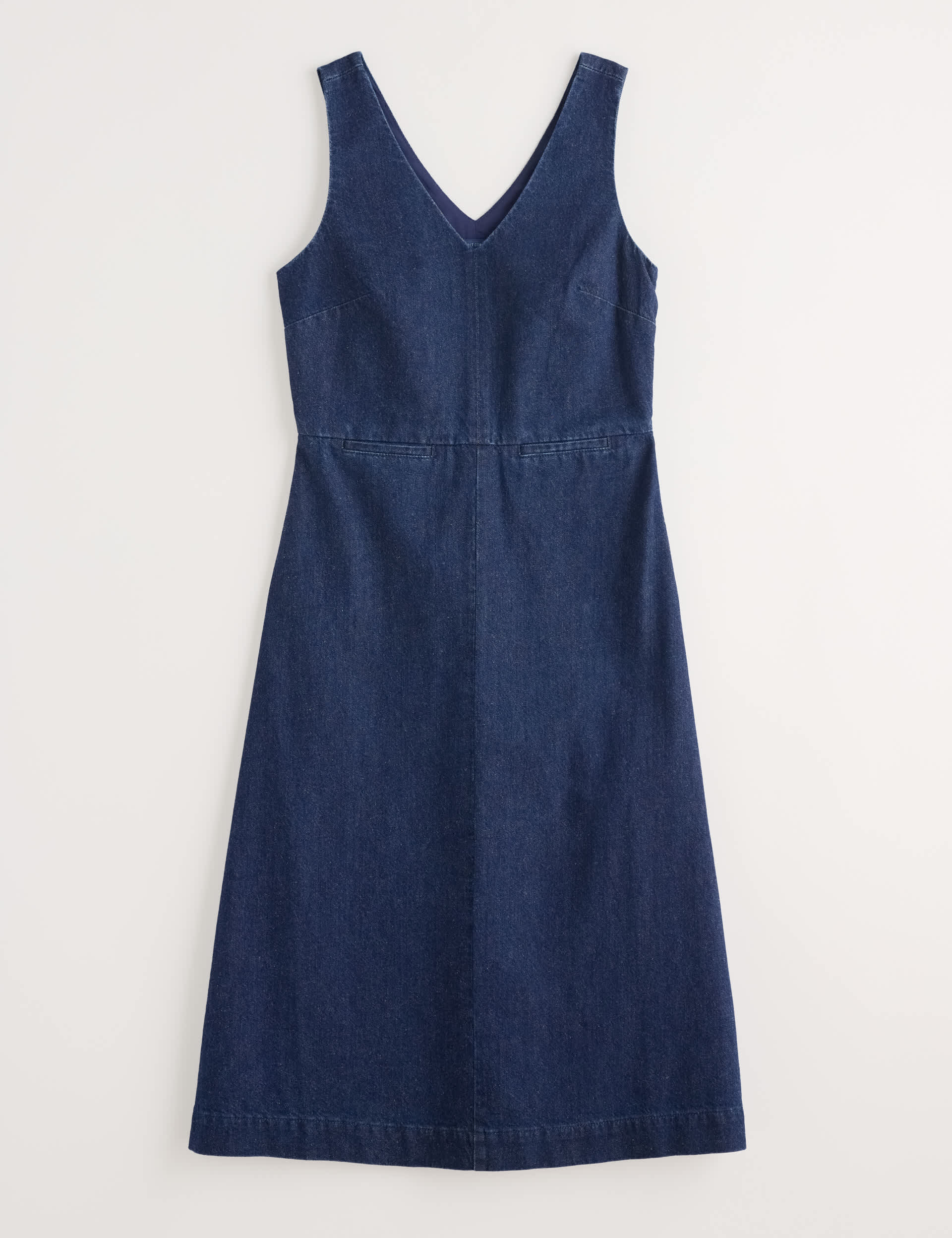 Seasalt Cornwall Women's Denim V-Neck Midi Shift Dress - 16REG - Blue, Blue