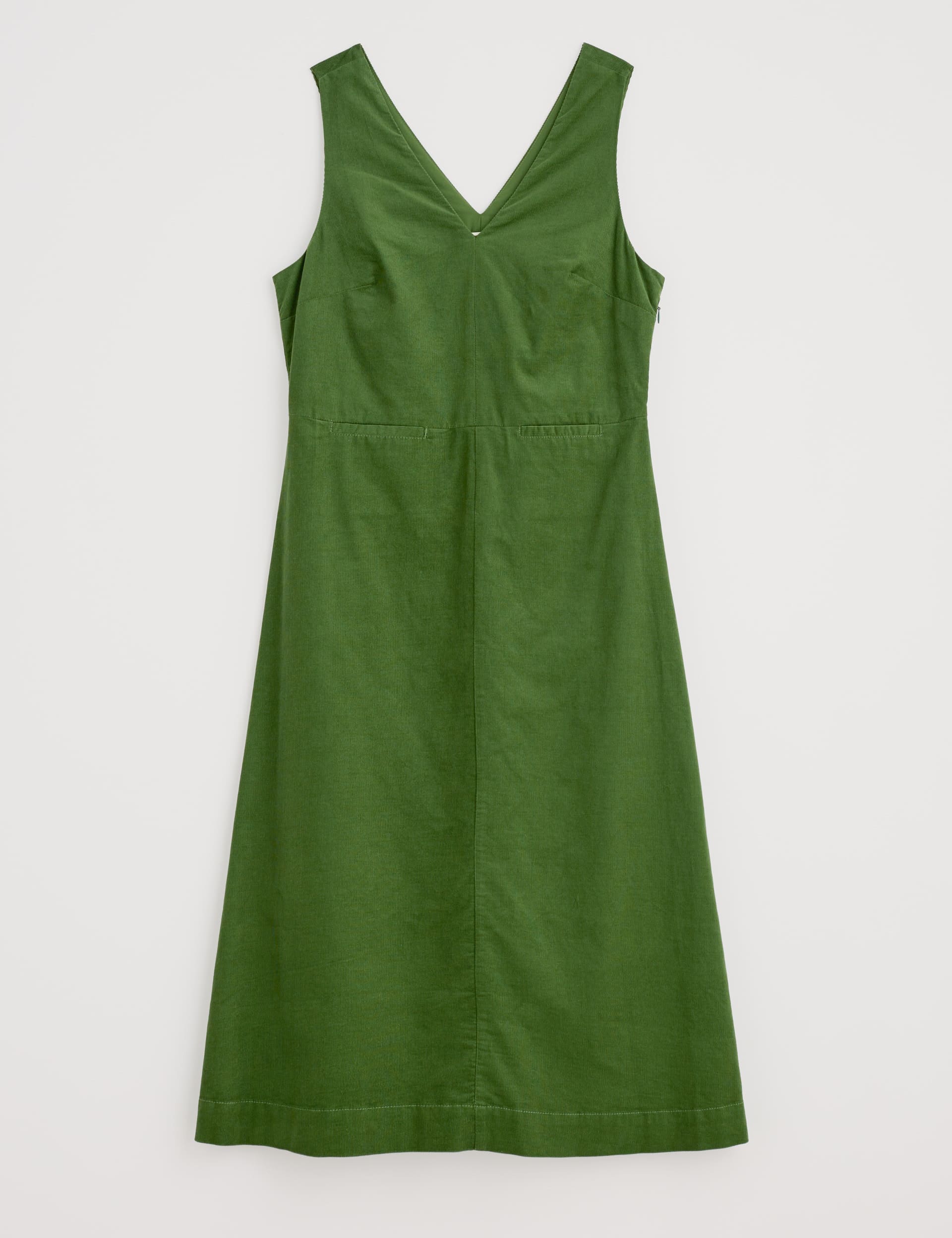 Seasalt Cornwall Women's Cord V-Neck Midi Shift Dress - 12REG - Green, Green