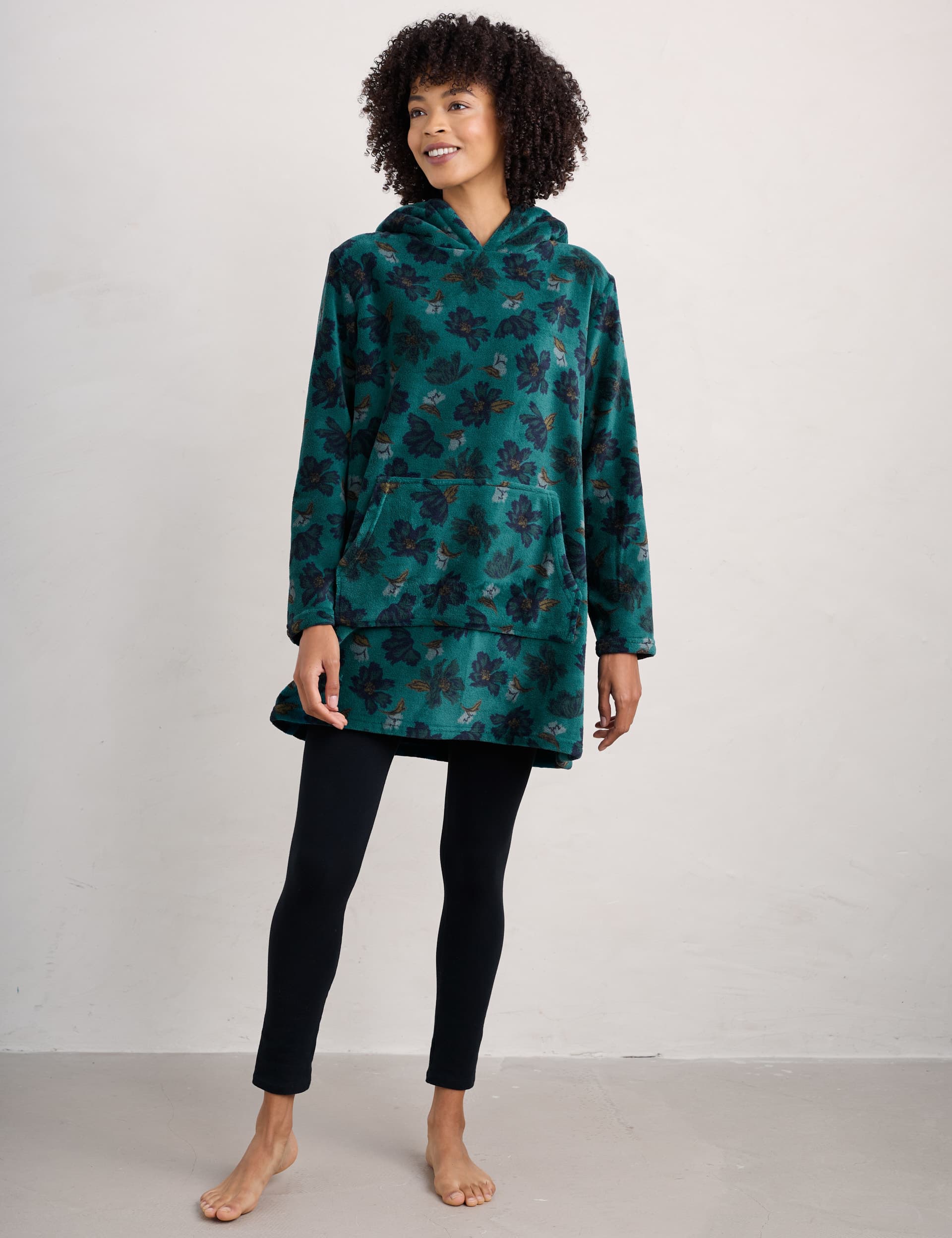 Seasalt Cornwall Women's Floral Print Hoodie - M - Teal Mix, Teal Mix