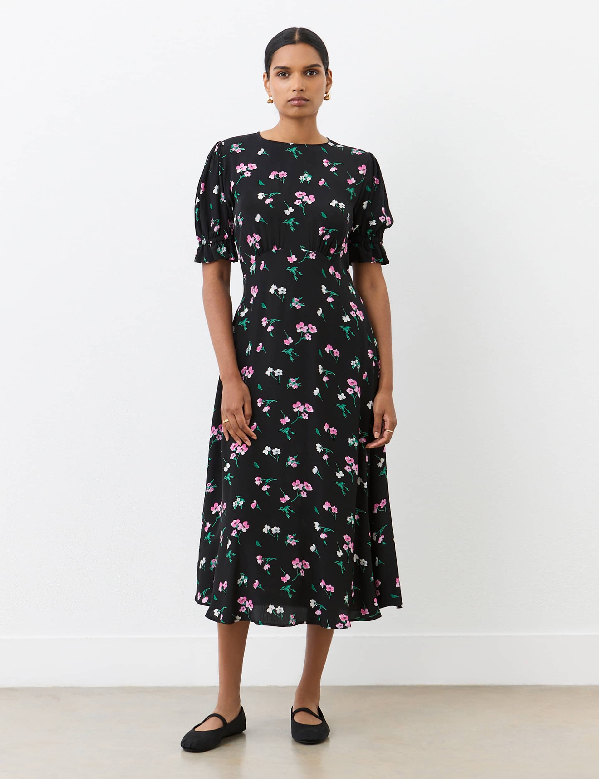 Finery London Women's Floral Midi Tea Dress - 16 - Black Mix, Black Mix