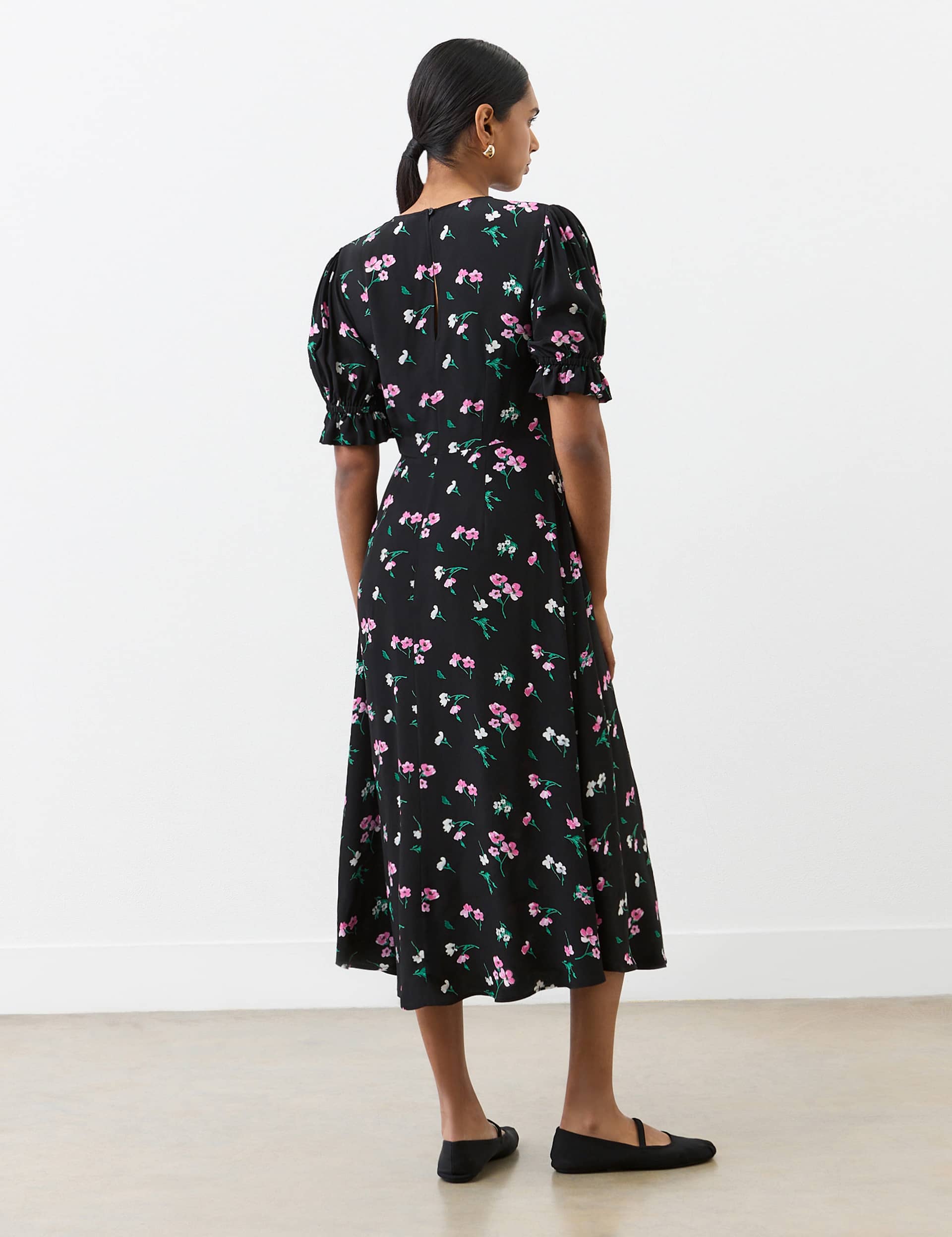 Finery London Women's Floral Midi Tea Dress - 12 - Black Mix, Black Mix