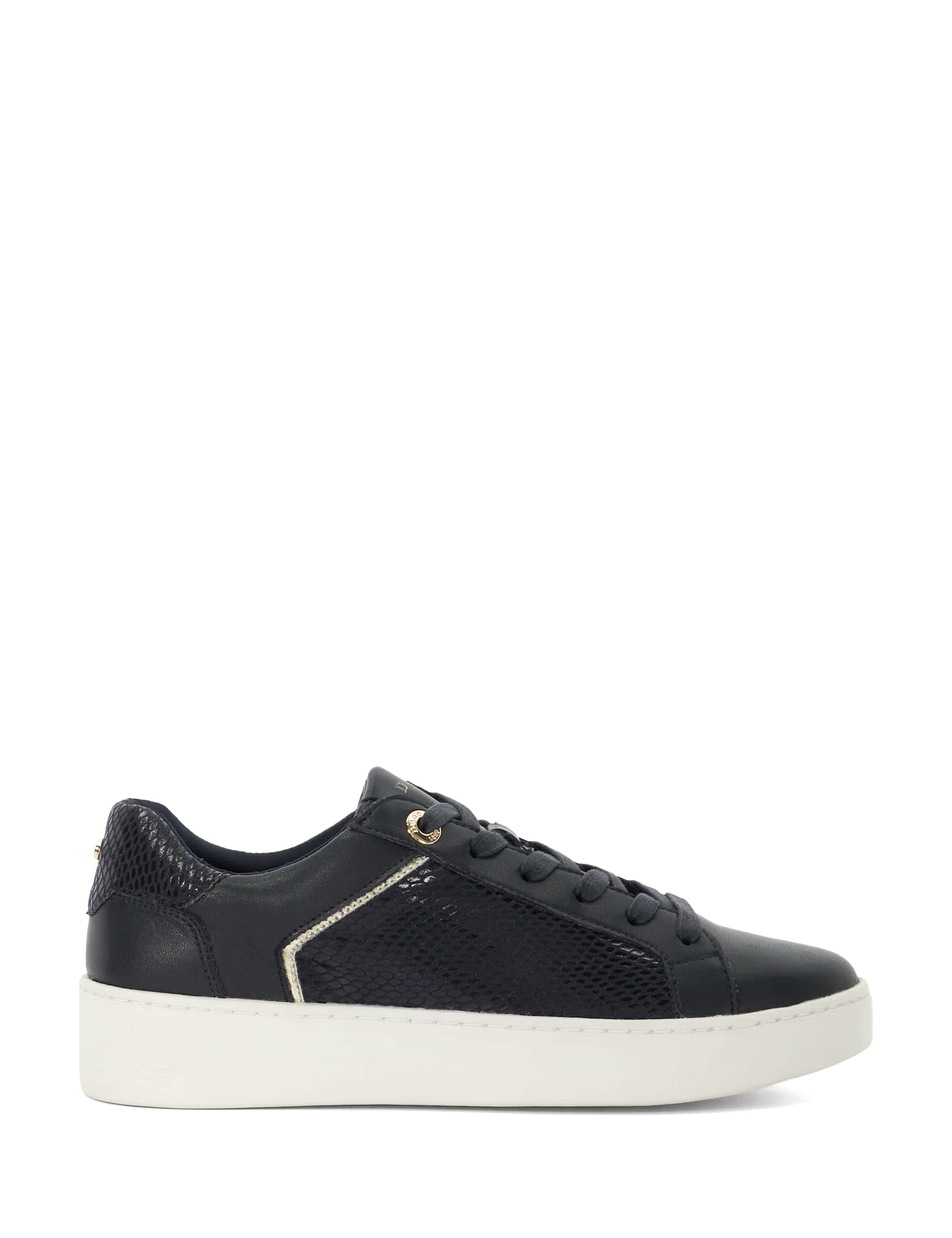 Dune London Women's Lace Up Lizard Effect Eyelet Detail Trainers - 5 - Navy, Navy,White