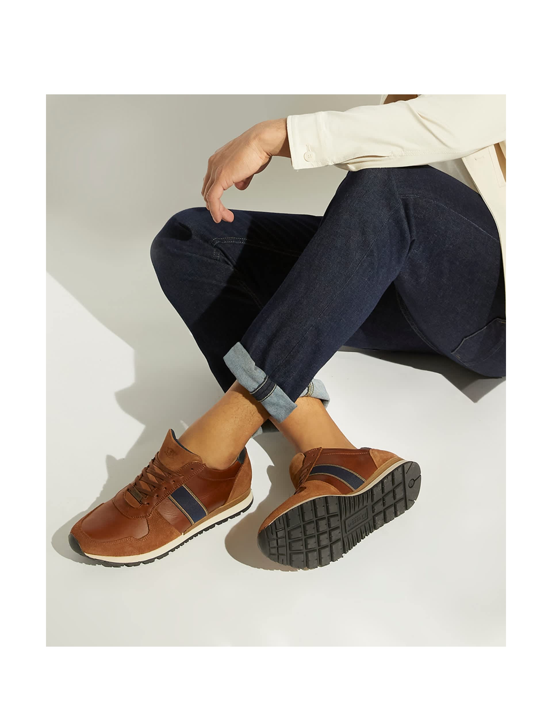 Dune London Men's Wide Fit Leather Lace Up Trainers