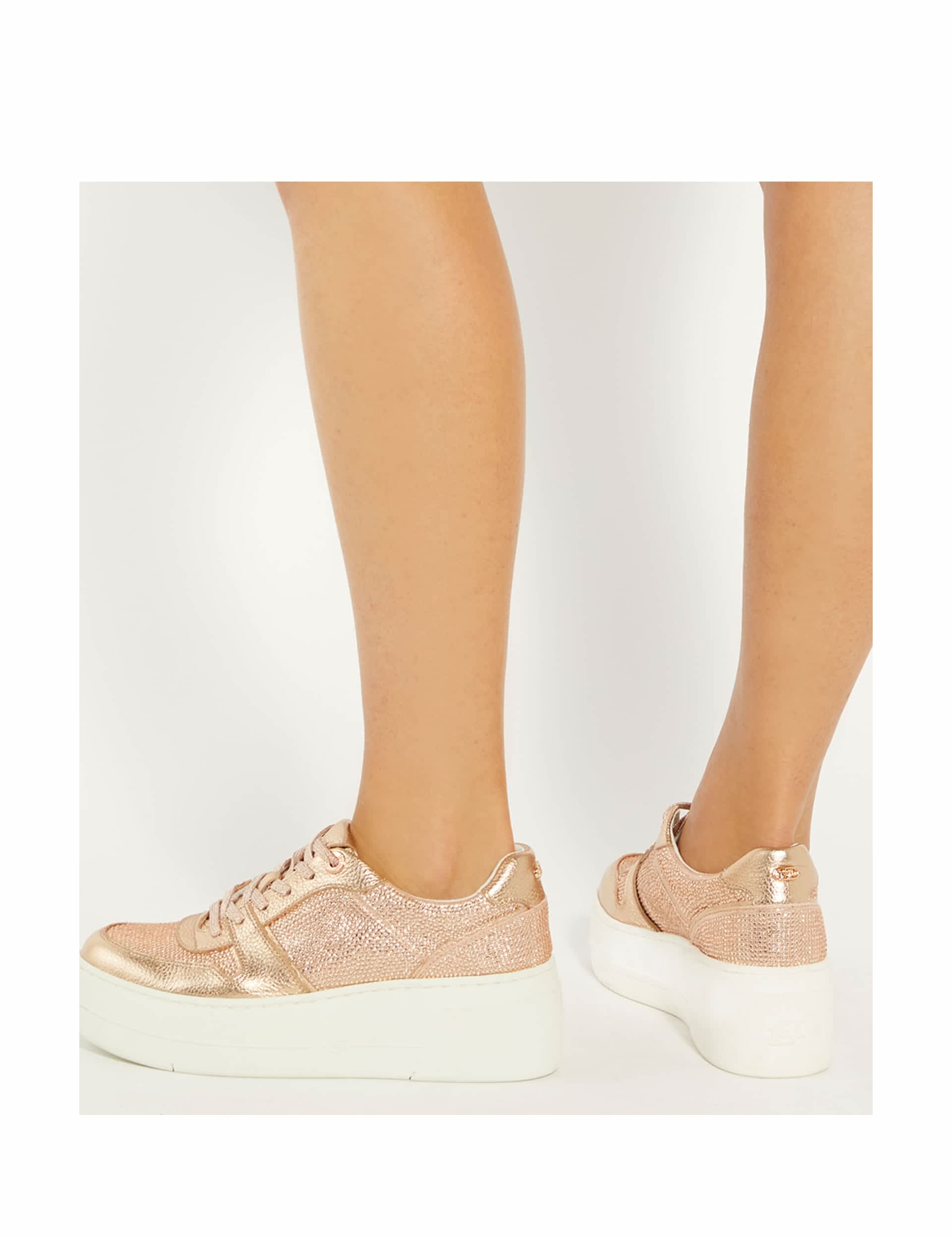 Dune London Women's Lace Up Metallic Trainers - 5 - Gold, Gold