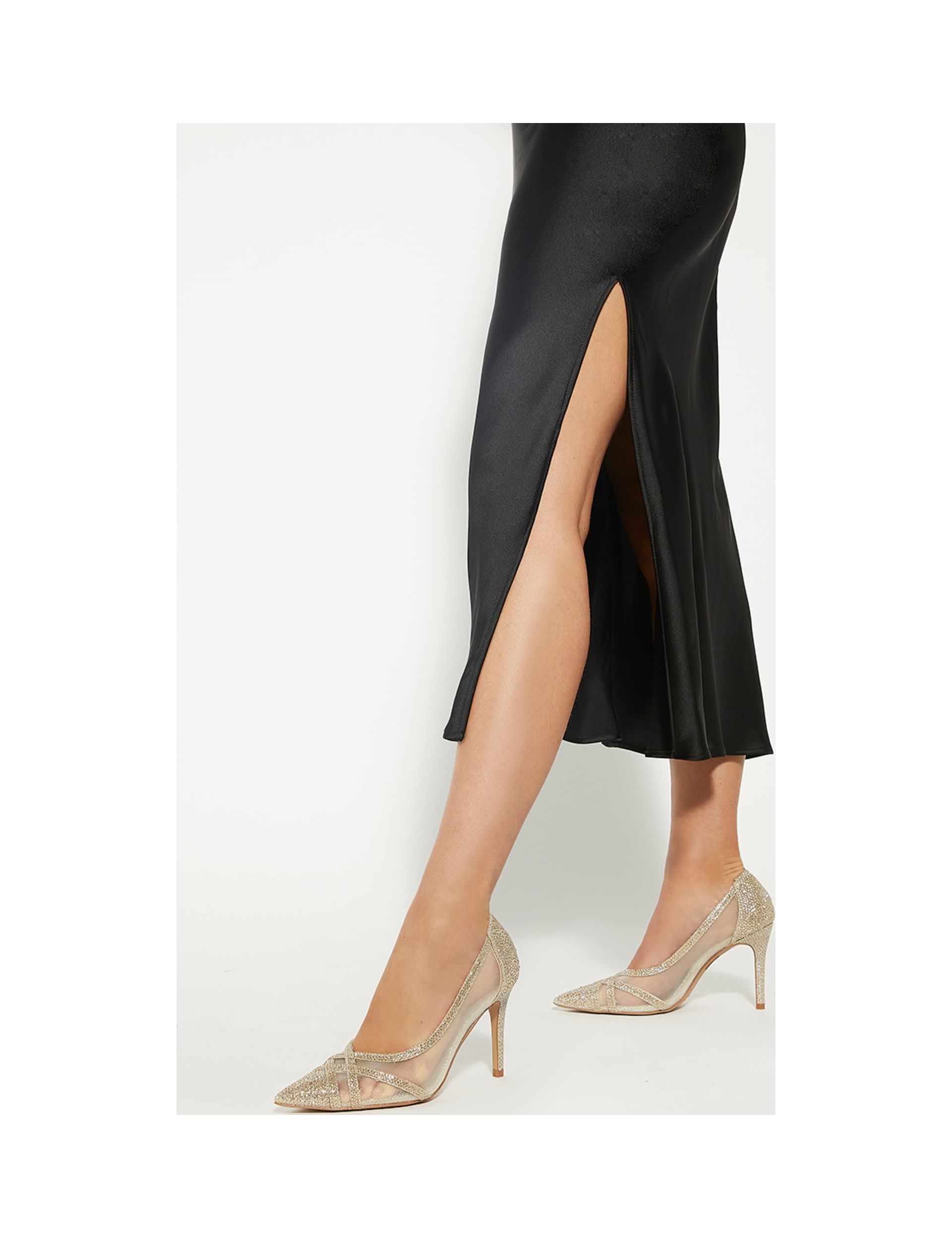 Dune London Women's Wide Fit Embellished Mesh Stiletto Heel Court Shoes