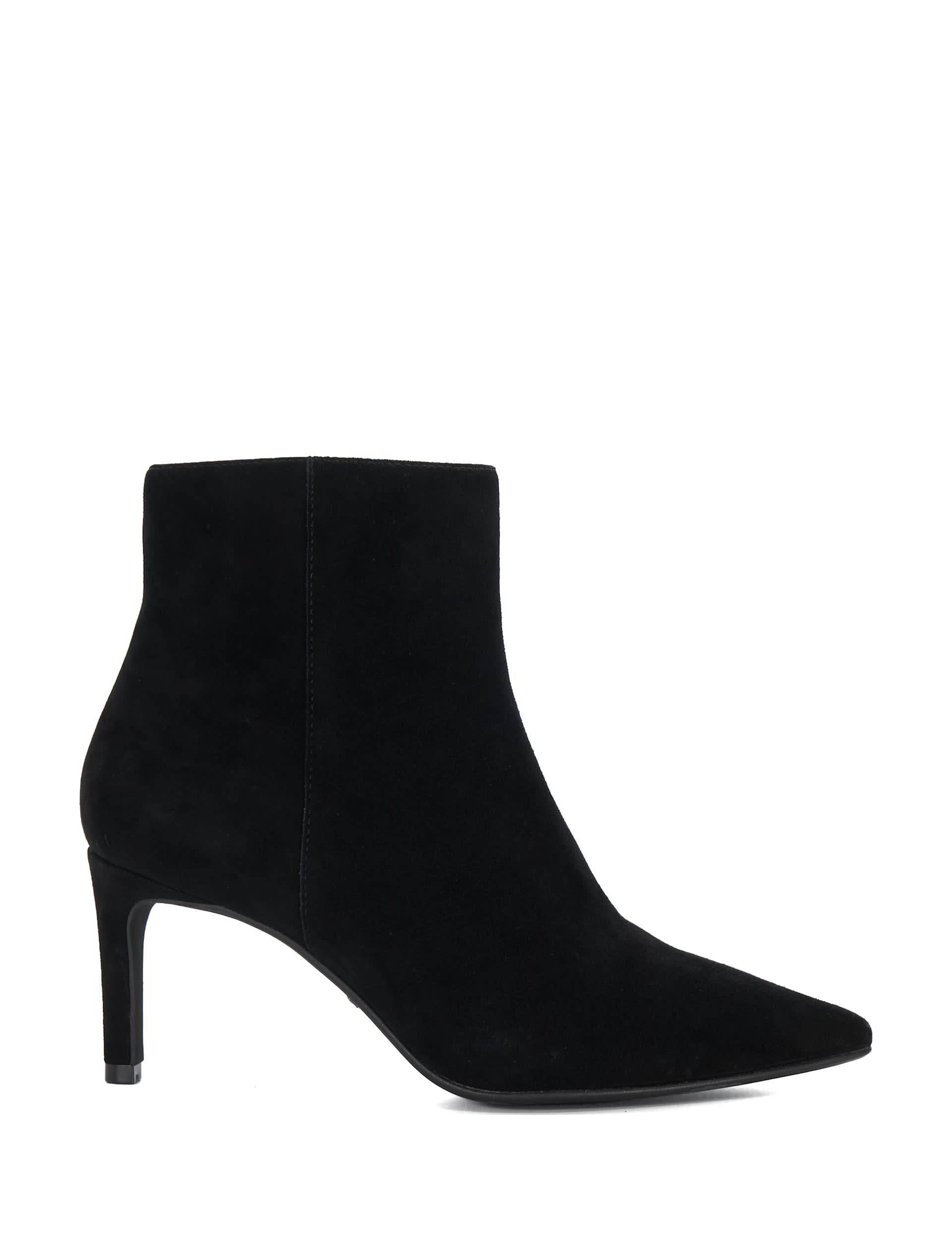 Dune London Women's Wide Fit Suede Stiletto Heel Pointed Ankle Boots - 6 - Black, Black