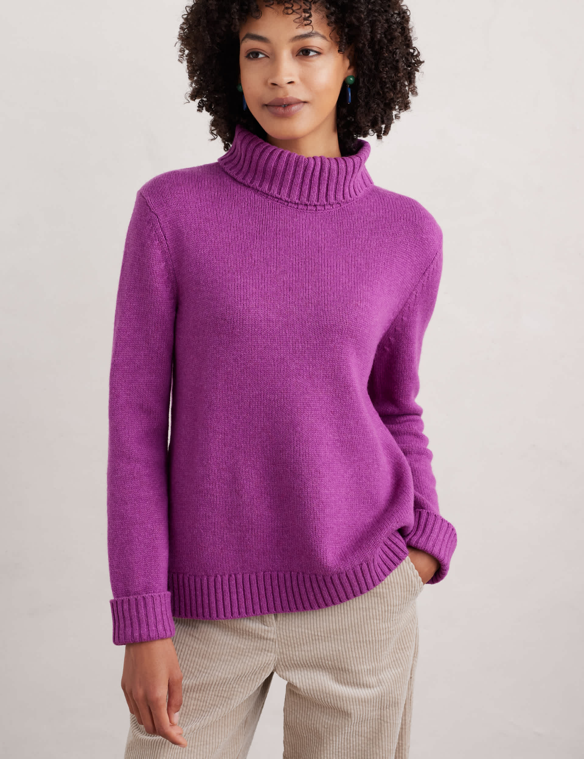 Seasalt Cornwall Women's Lambswool Rich Roll Neck Relaxed Jumper - 12 - Purple, Purple