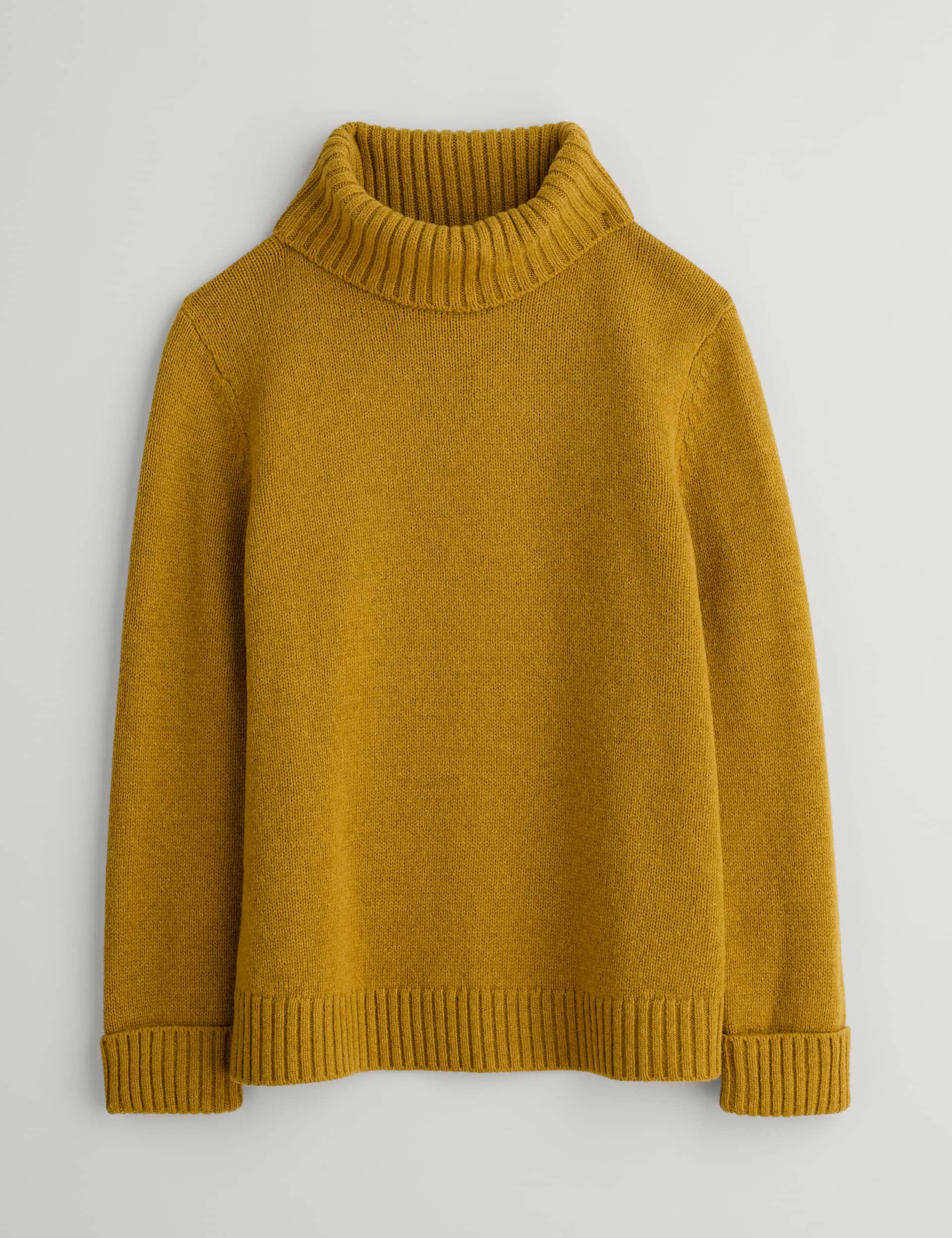 Seasalt Cornwall Women's Lambswool Rich Roll Neck Relaxed Jumper - 14 - Yellow, Yellow