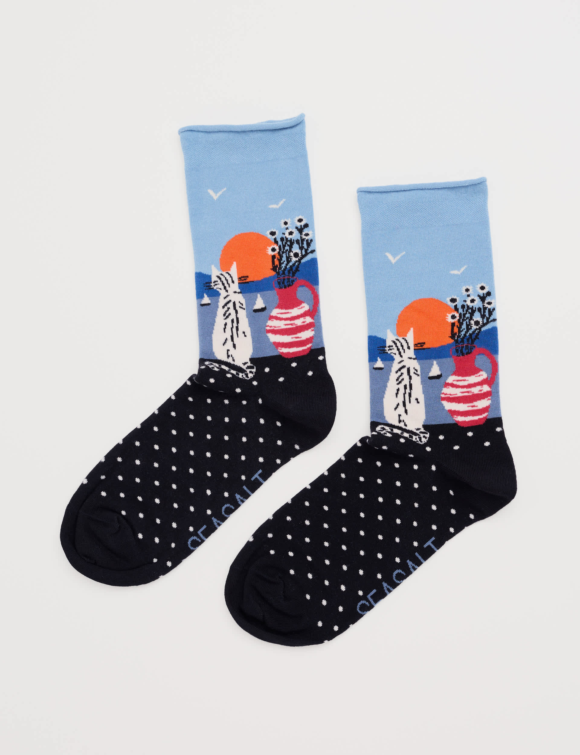 Seasalt Cornwall Women's Cotton Rich Patterned Socks - Black Mix, Black Mix