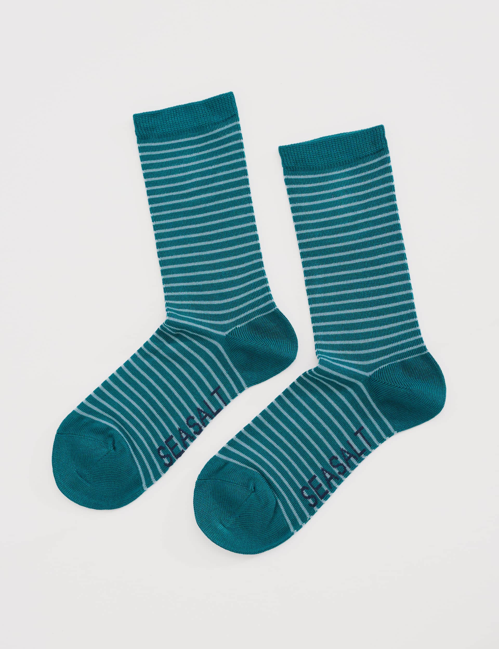 Seasalt Cornwall Women's Striped Ankle High Socks - Teal Mix, Teal Mix